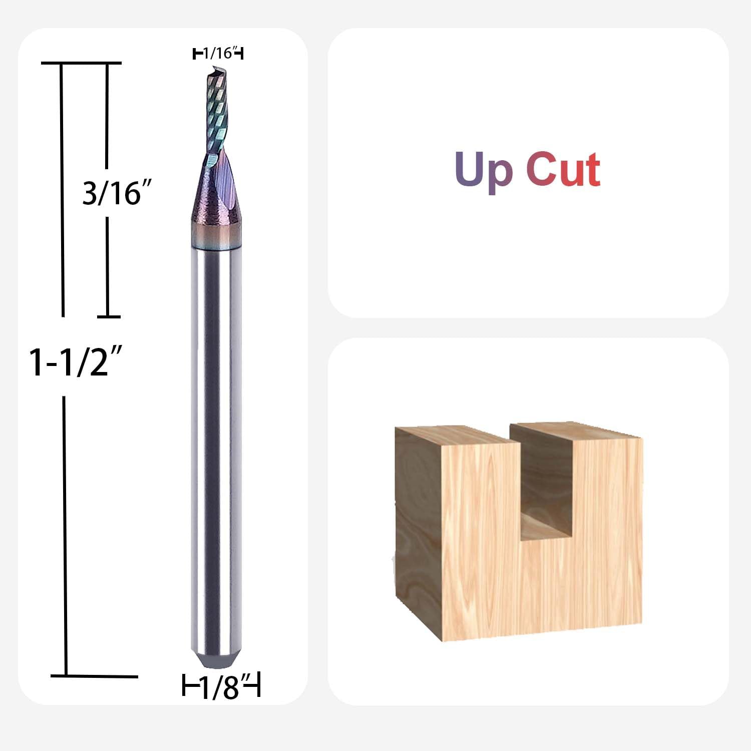 SpeTool 1/16 Dia SPE-X Coated Spiral O Flute 1/8 Shank UpCut Router Bit