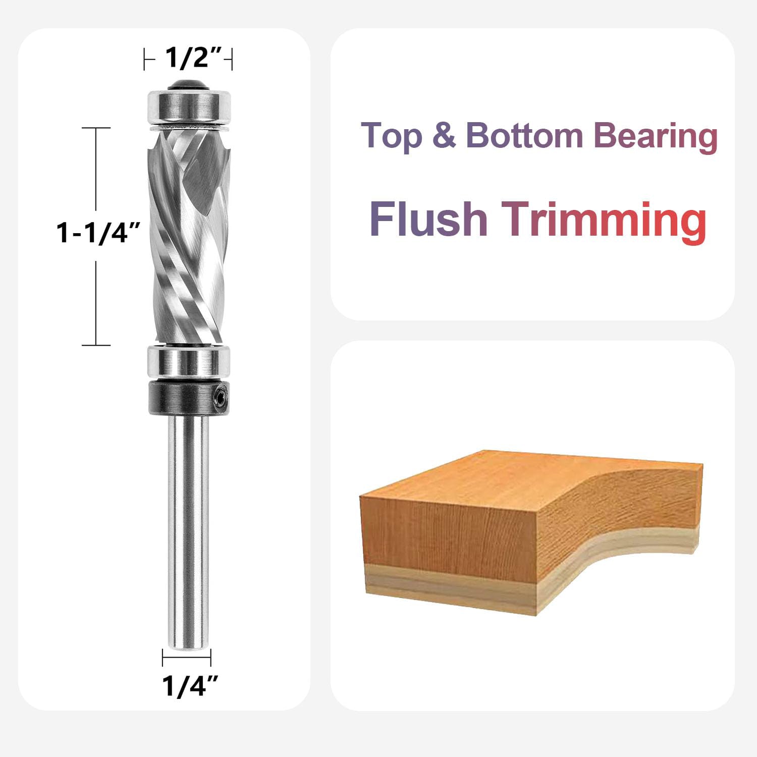 SpeTool 1/2 Dia 1/4 SHK Flush Trim Compression Top Bottom Bearing Router Bit