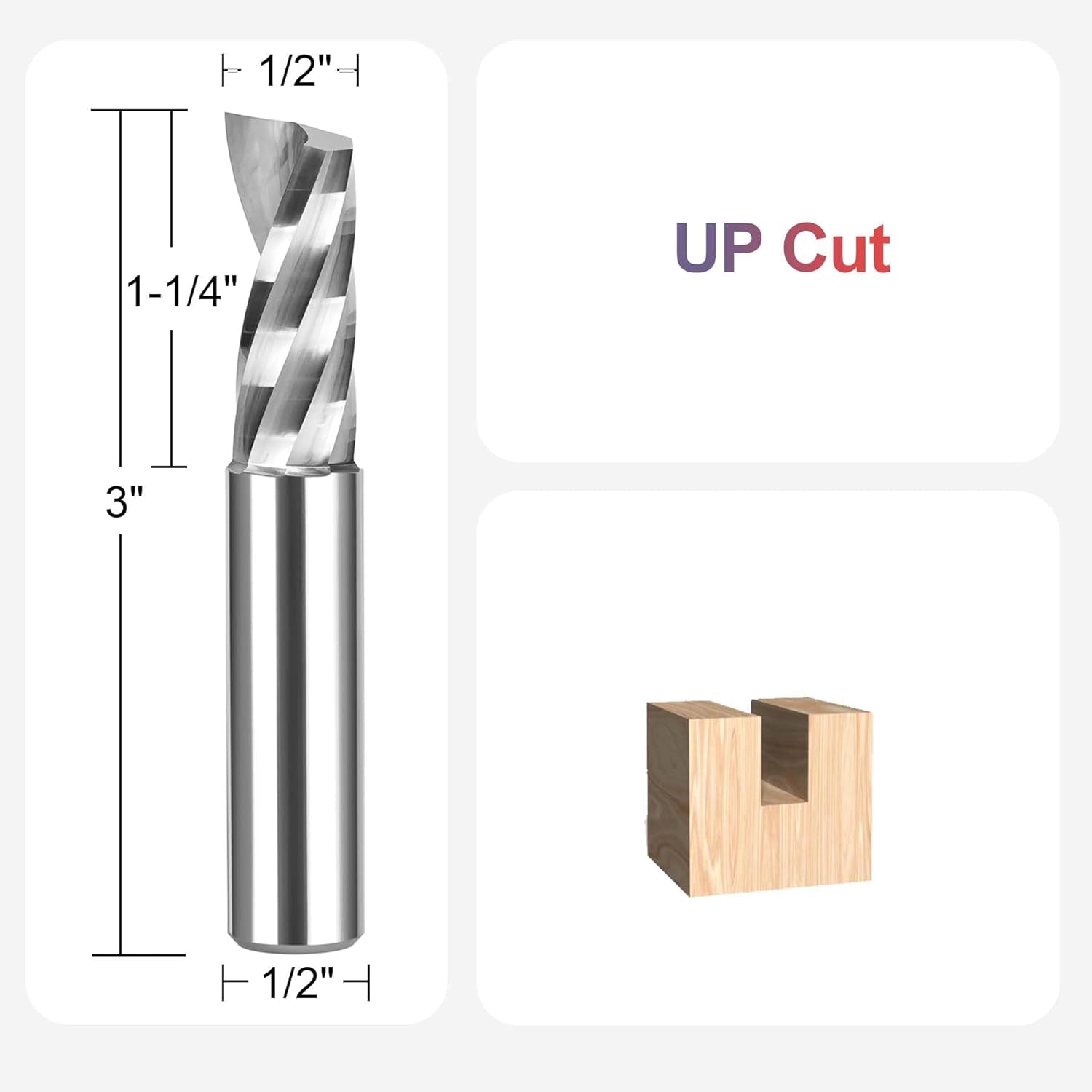 SpeTool 1/2 Dia O Flute UpCut Spiral Router Bit CNC Carbide End Mill