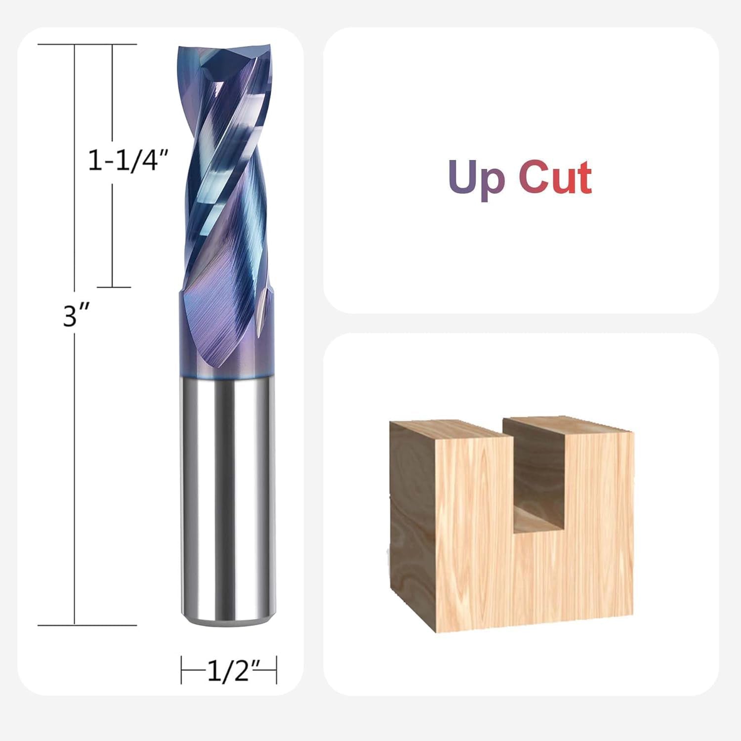 SpeTool 1/2 Up Cut Spiral End Mill 3 Extra Long SPE-X Carbide Router Bit