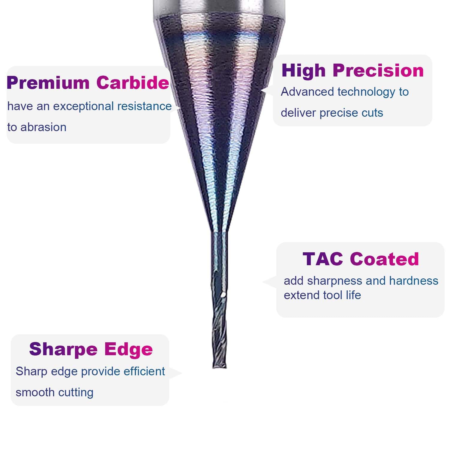 SpeTool 1/32 Upcut End Mill 1/4 Shank Extra tool life coated Router Bit