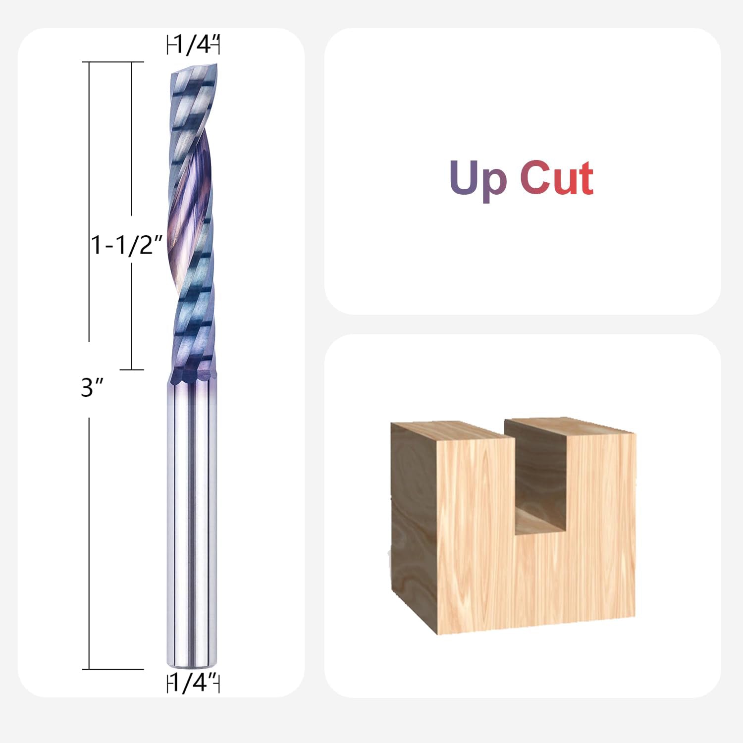 SpeTool 1/4 Dia O Flute 3 Inch Extra Long Upcut Router Bit with SPE-X