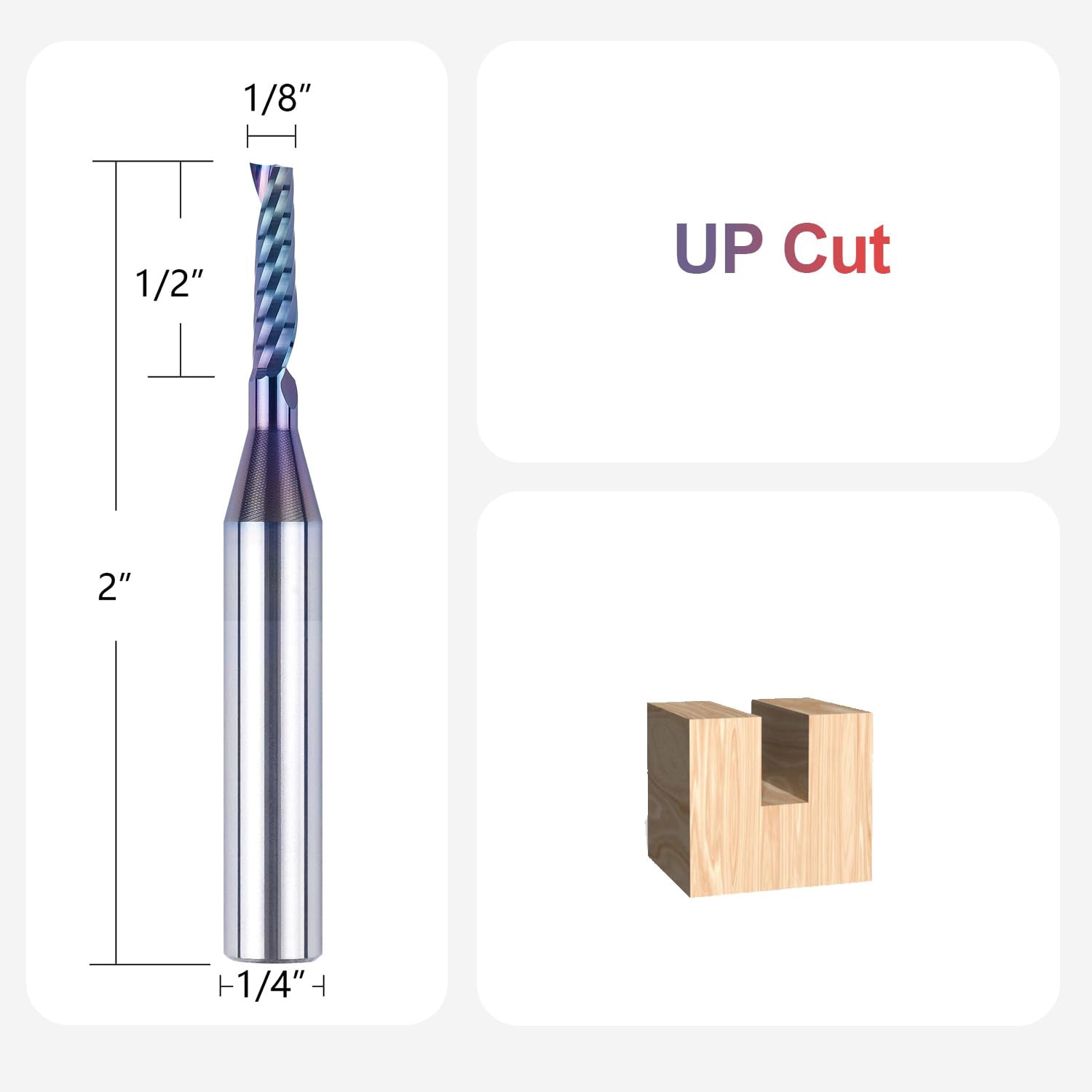 SpeTool 1/8 Dia 1/4 Shank UpCut Carbide CNC Spiral O Flute Router Bit with SPE-X