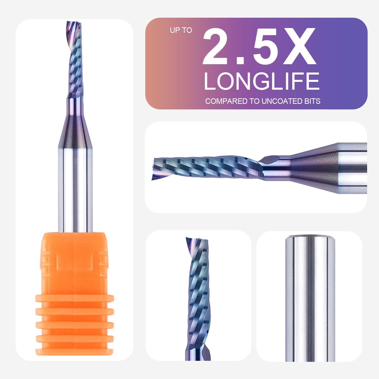 SpeTool 1/8 Dia 1/4 Shank UpCut Carbide CNC Spiral O Flute Router Bit with SPE-X