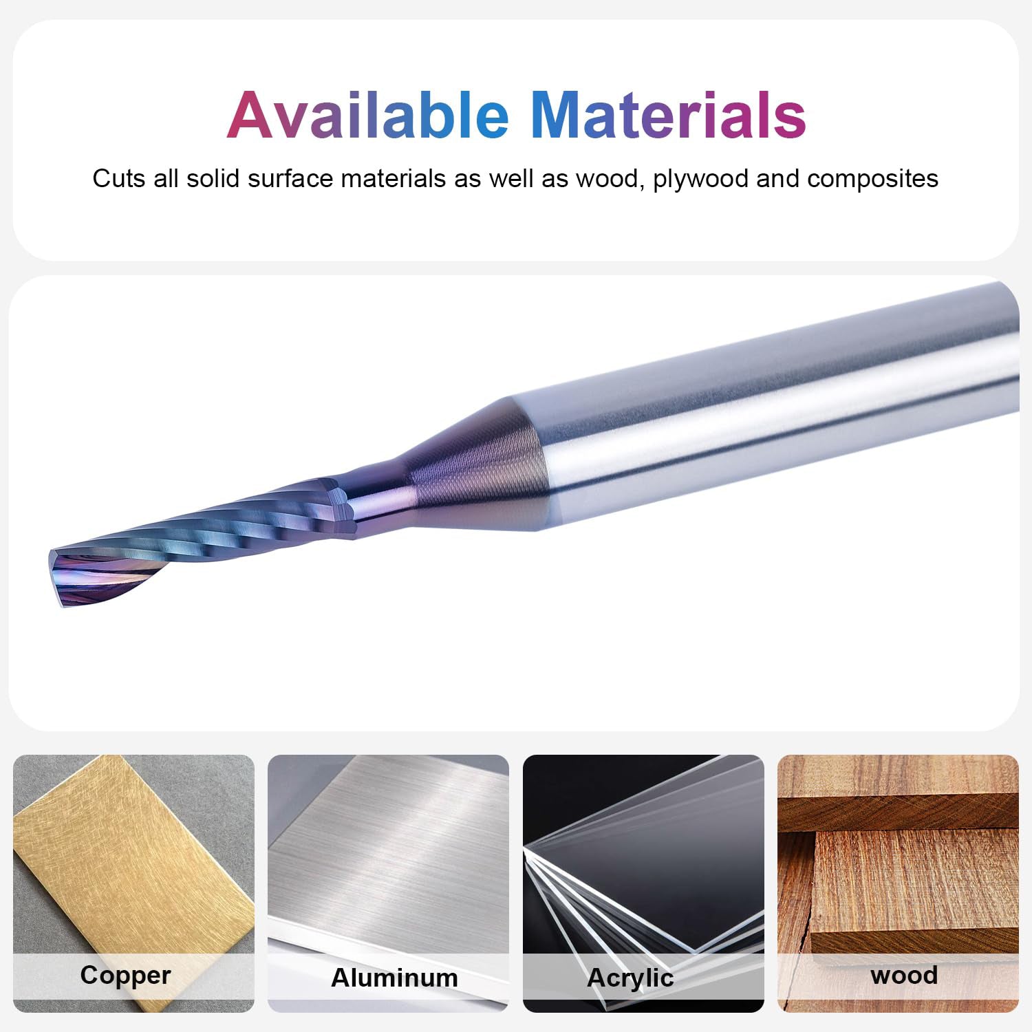 SpeTool 1/8 Dia 1/4 Shank UpCut Carbide CNC Spiral O Flute Router Bit with SPE-X