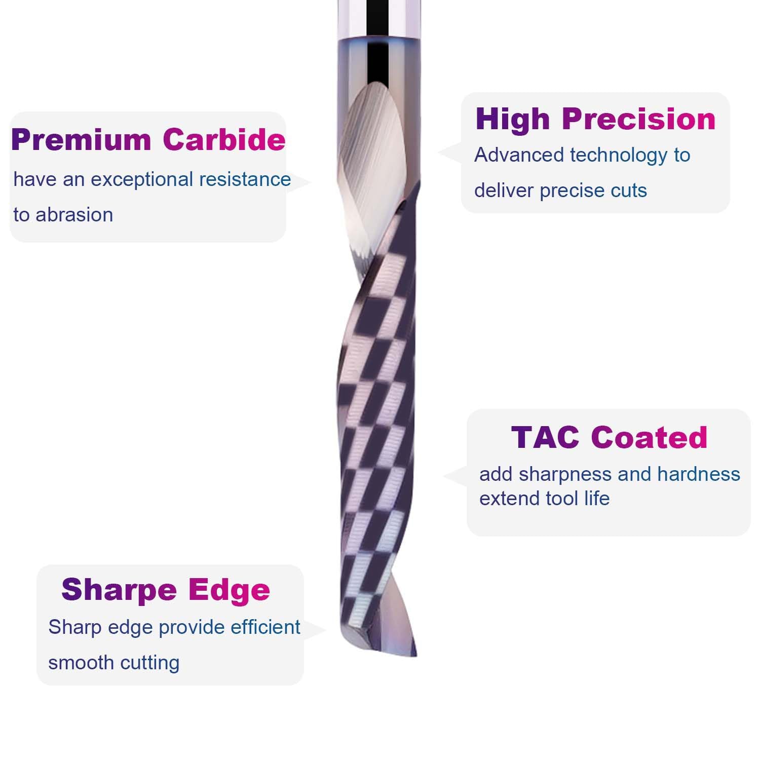 SpeTool 1/8 Dia SPE-X Carbide Spiral O Flute UpCut Router Bit