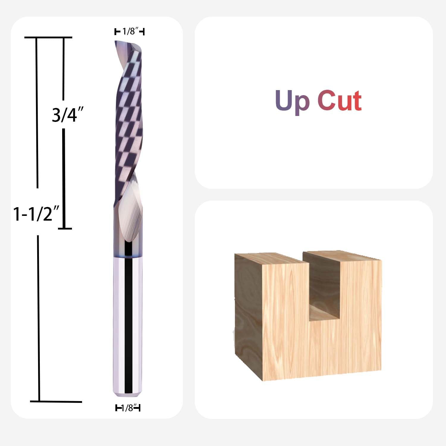 SpeTool 1/8 Dia SPE-X Carbide Spiral O Flute UpCut Router Bit