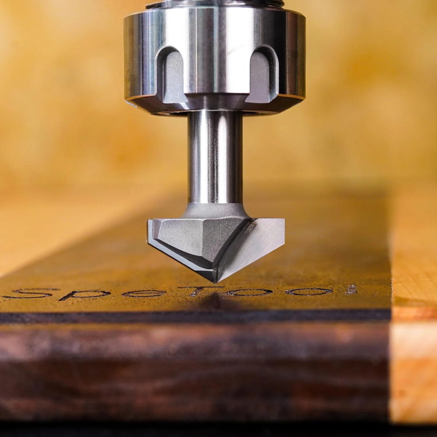 SpeTool 120 Deg V Groove Tip Carbide 1-1/4 Dia 1/2 Shank Chamfer Router Bit