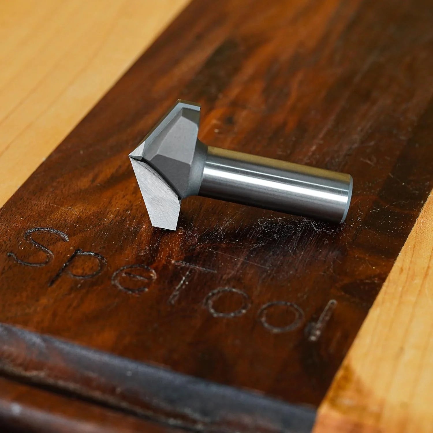 SpeTool 120 Deg V Groove Tip Carbide 1-1/4 Dia 1/2 Shank Chamfer Router Bit