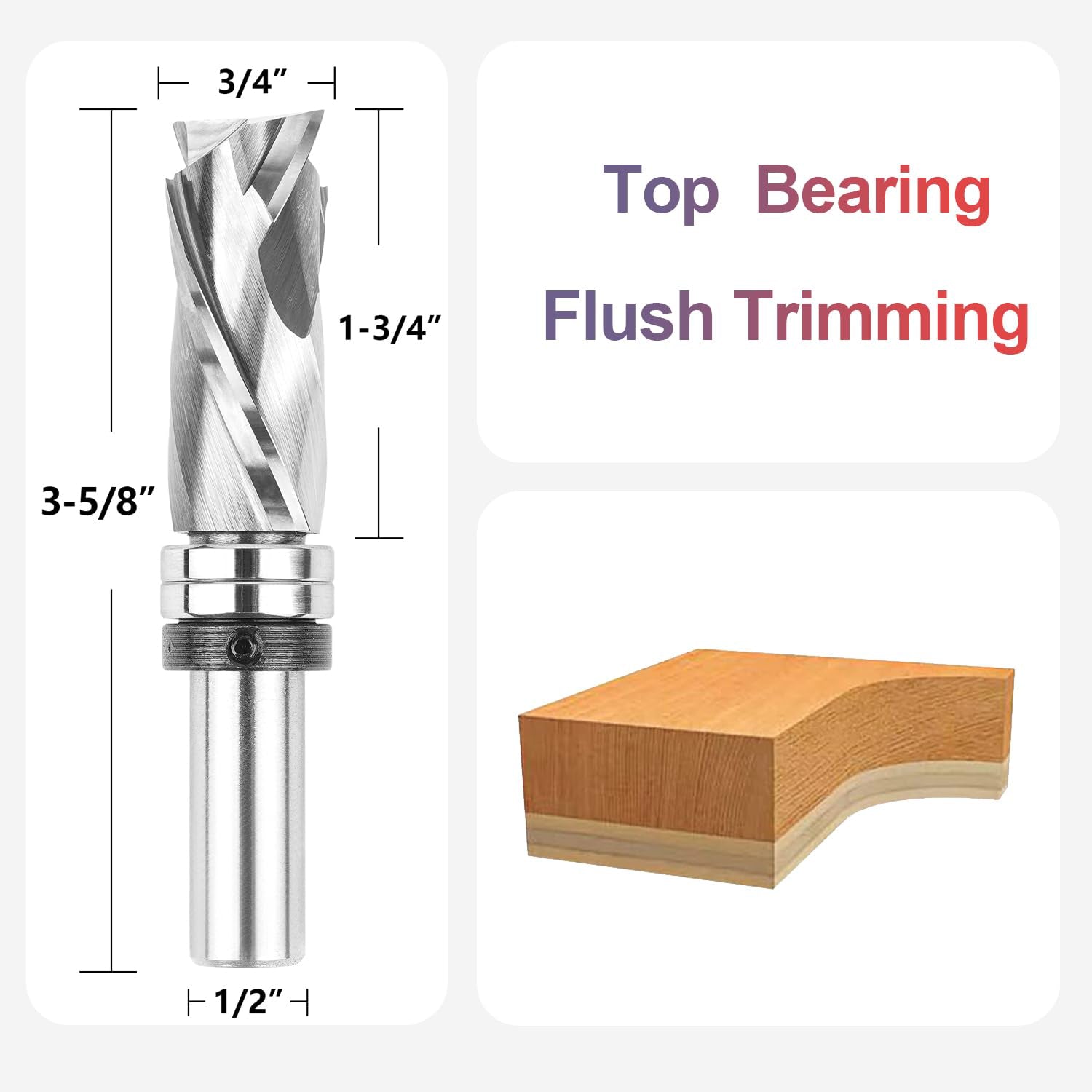 SpeTool 3/4 Dia 1/2 SHK Flush Trim Compression Top Bearing Router Bit