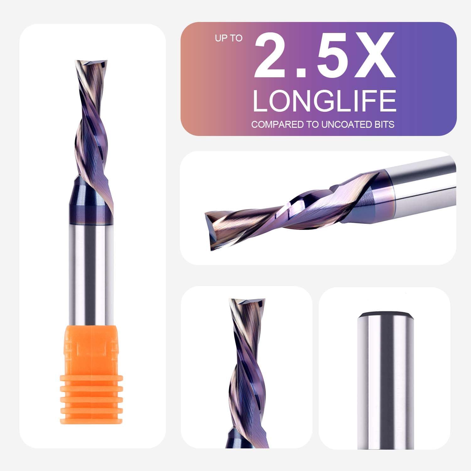 SpeTool 3/8 Dia Down Cut SPE-X Coated Router Bit 1/2 Shank 3 Long End Mill