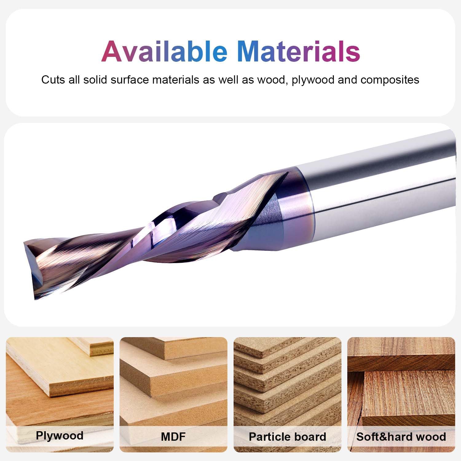 SpeTool 3/8 Dia Down Cut SPE-X Coated Router Bit 1/2 Shank 3 Long End Mill