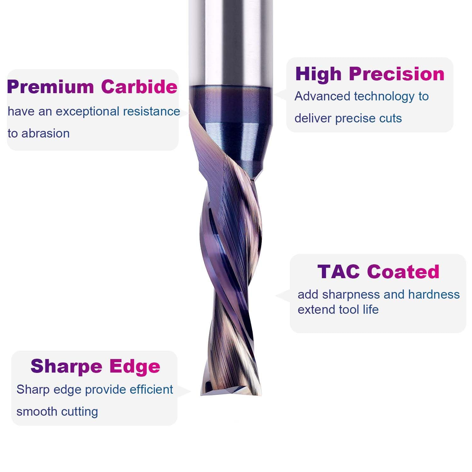SpeTool 3/8 Dia Down Cut SPE-X Coated Router Bit 1/2 Shank 3 Long End Mill