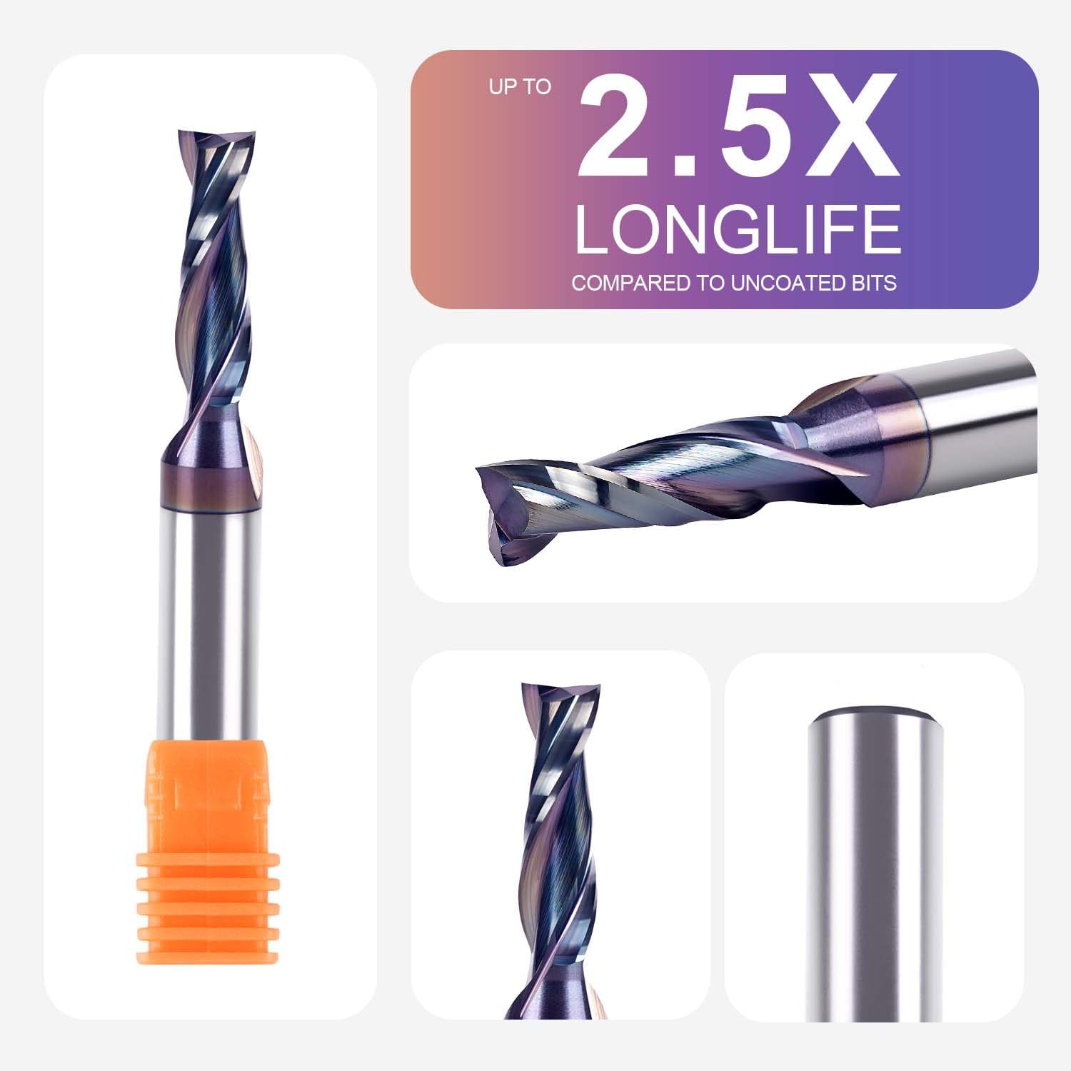 SpeTool 3/8 Dia SPE-X Coated Up Cut Router Bit 1/2 Shank 3 Extra Long