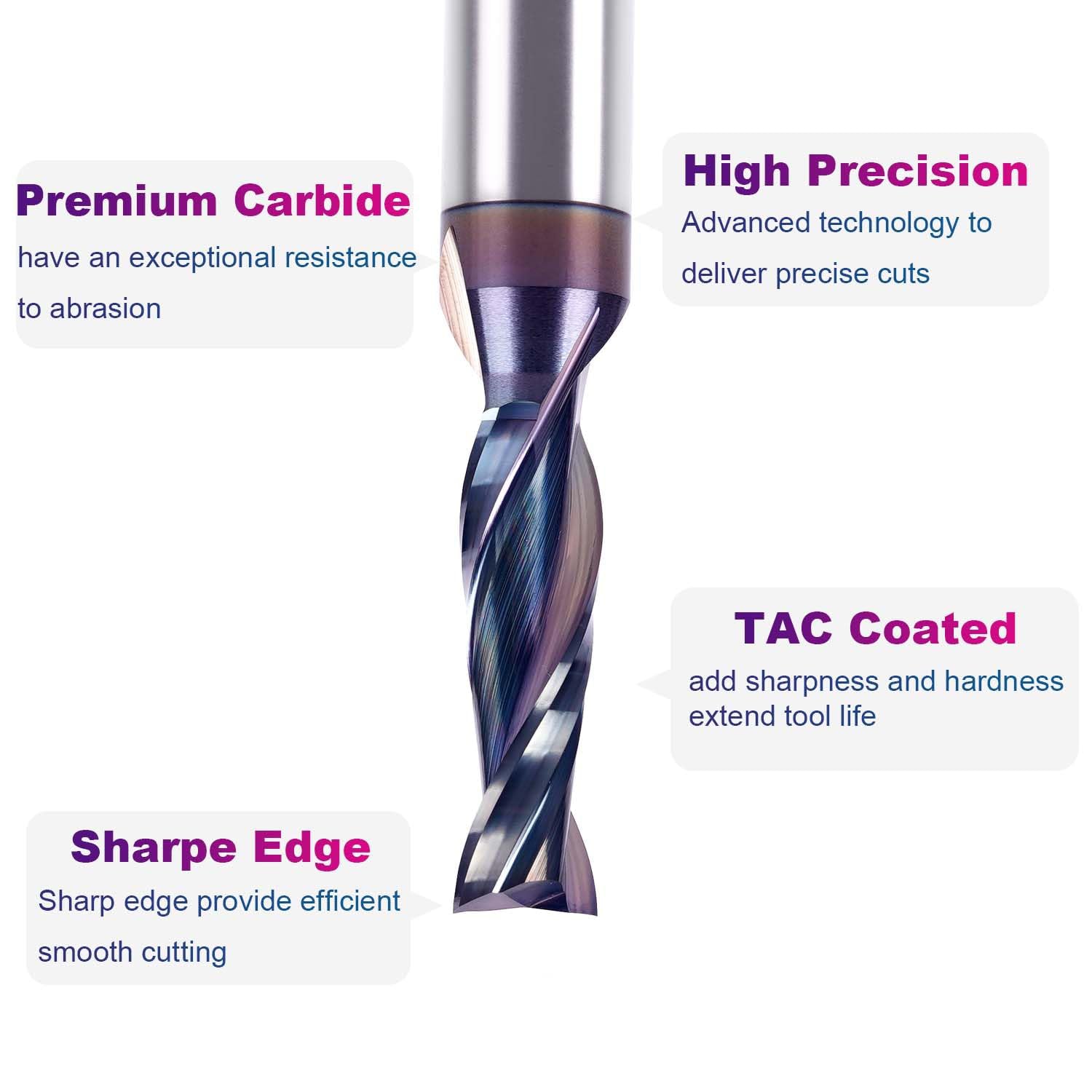 SpeTool 3/8 Dia SPE-X Coated Up Cut Router Bit 1/2 Shank 3 Extra Long