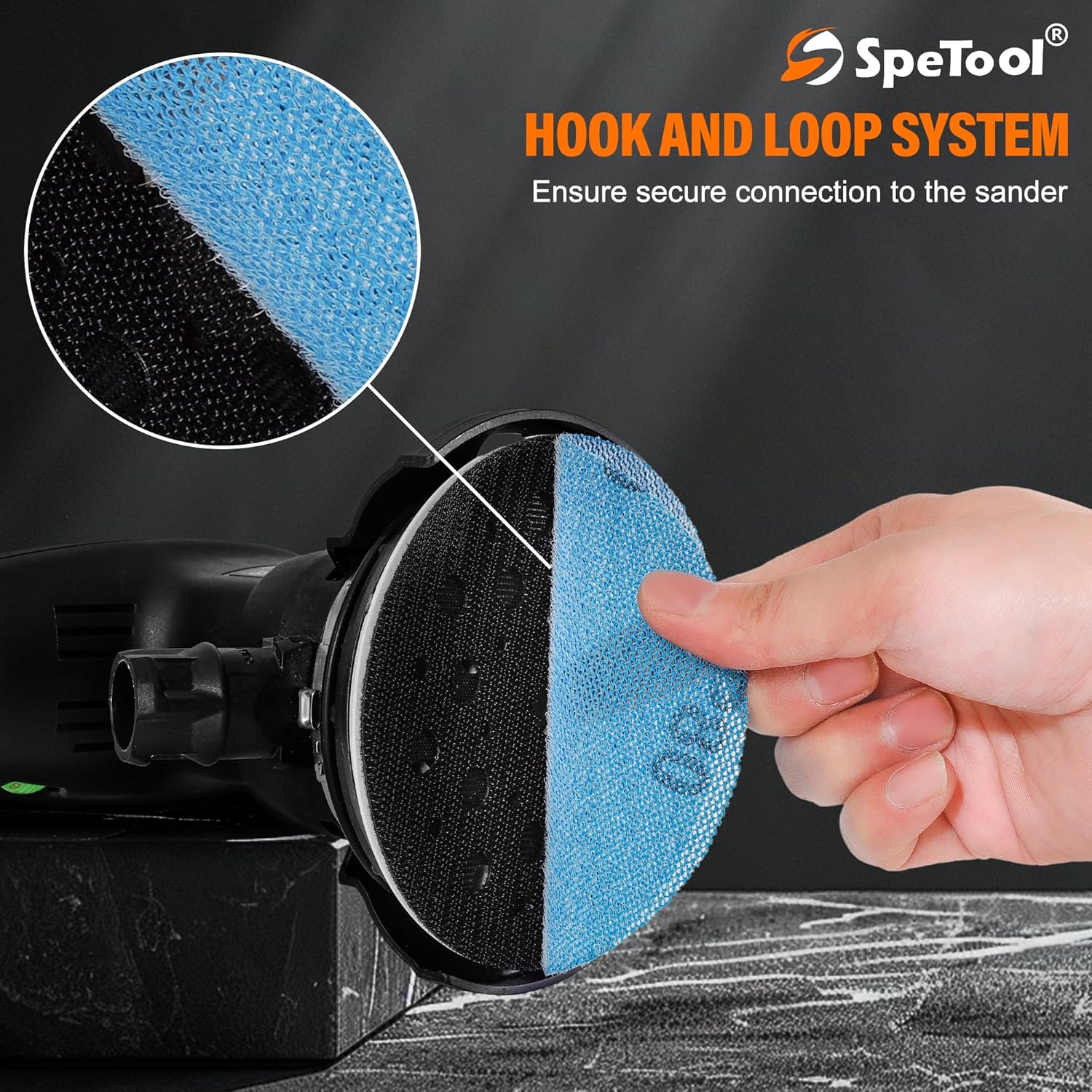 SpeTool 5 Inch 30 pcs Sanding Disc Net Sander with Pads Saver