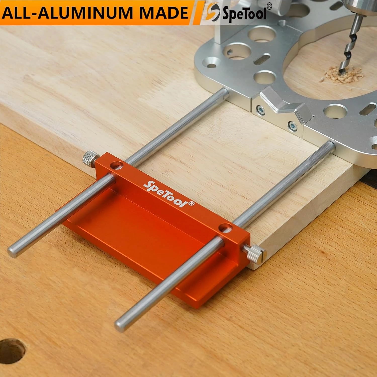 SpeTool S04002 Drill Fence – All-Aluminum Edge Cutting Guide for Portable Drill Guide, 256 mm Max from Edge, Ideal for Precise Row Hole Drilling