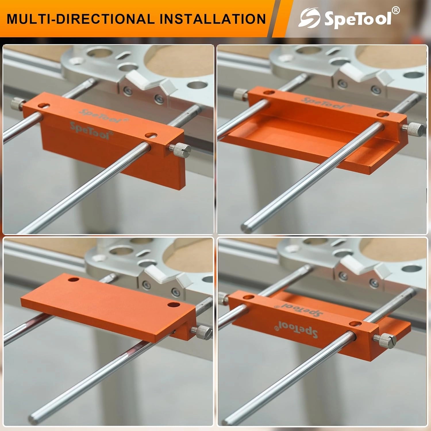 SpeTool S04002 Drill Fence – All-Aluminum Edge Cutting Guide for Portable Drill Guide, 256 mm Max from Edge, Ideal for Precise Row Hole Drilling