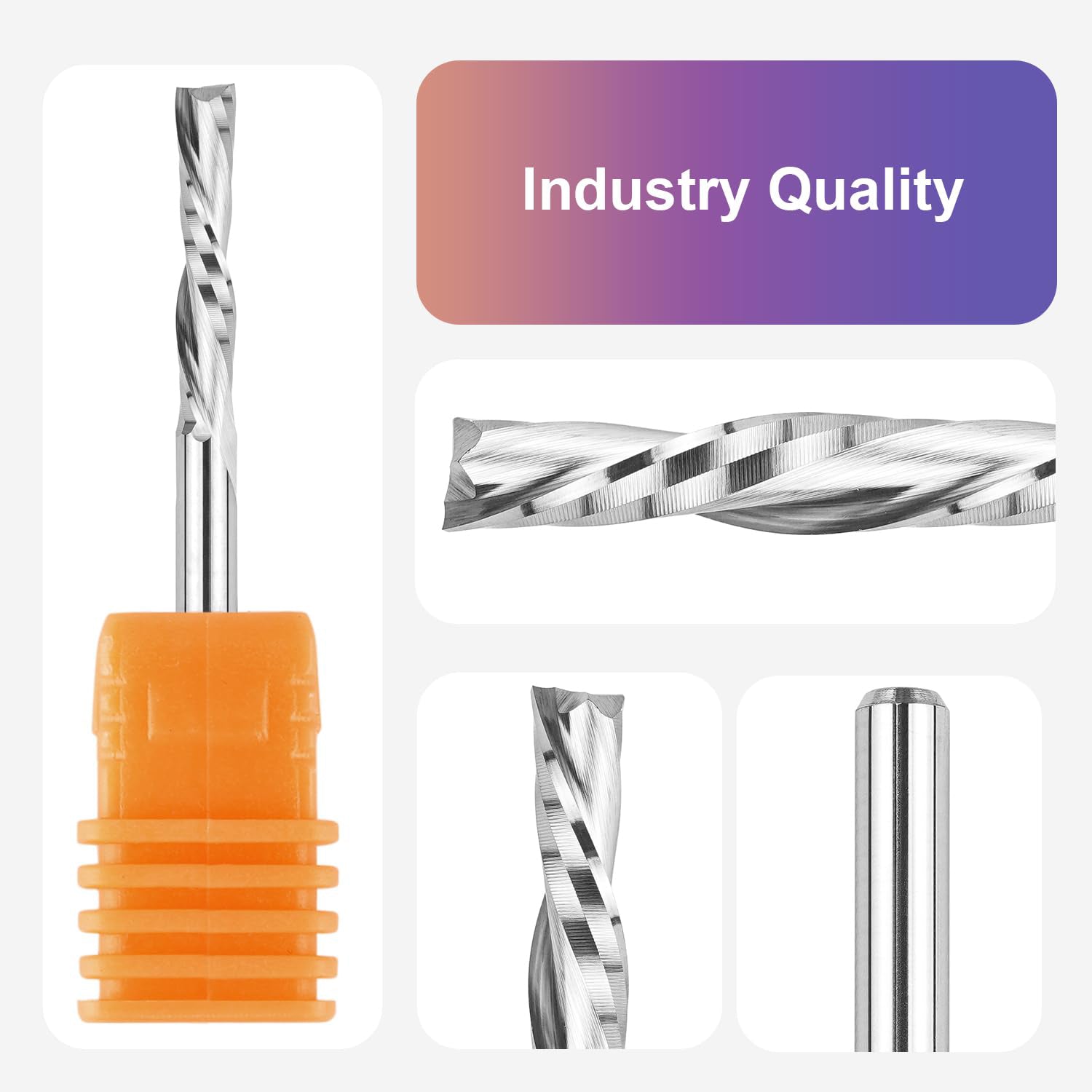 SpeTool Carbide 1/8 Inch Dia Spiral Down Cut Router Bit CNC End Mill