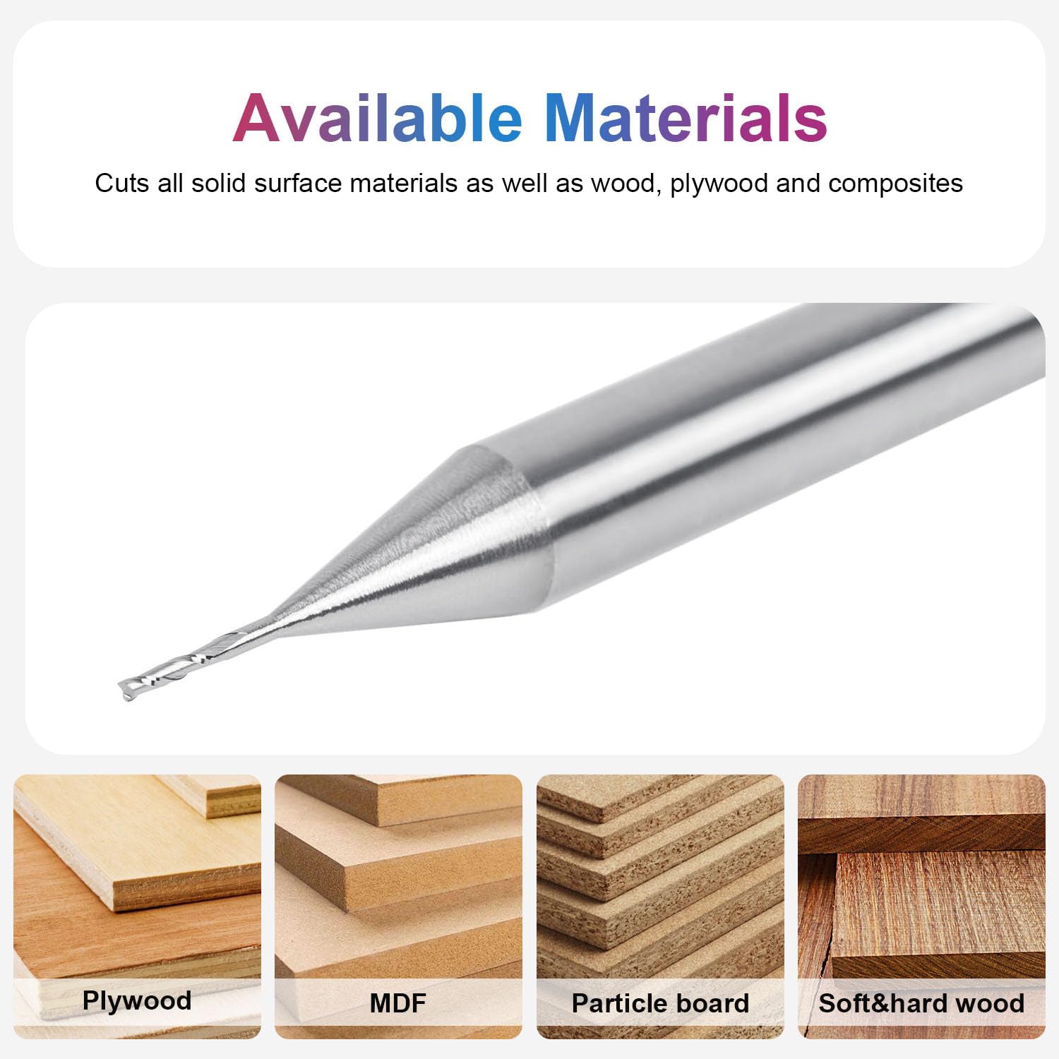 SpeTool Mini 1/32 Upcut End Mill 1/4 Shank CNC Carbide Router Bit