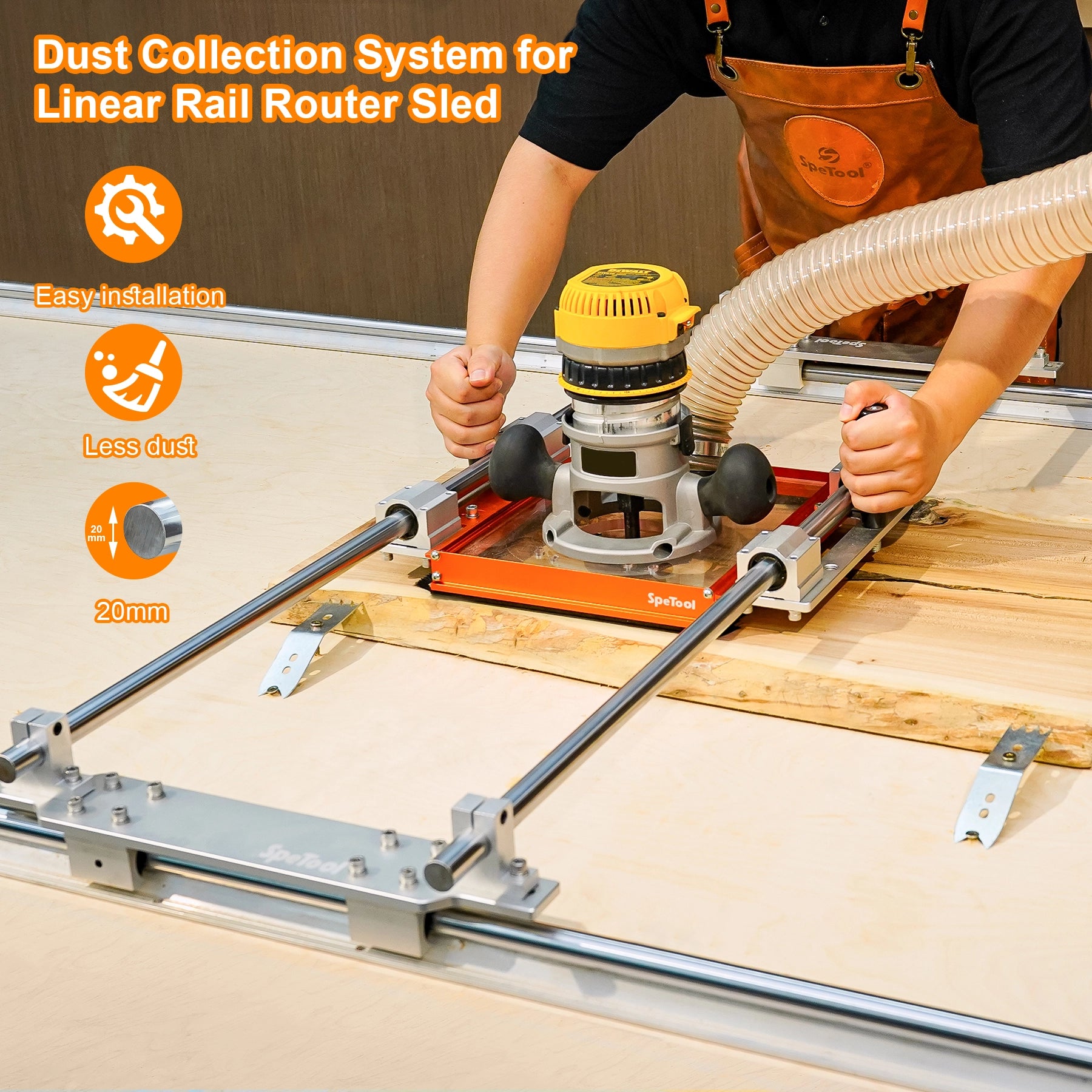 SpeTool_Router_Sled_Dust_Collection_System Product Dimensions Image