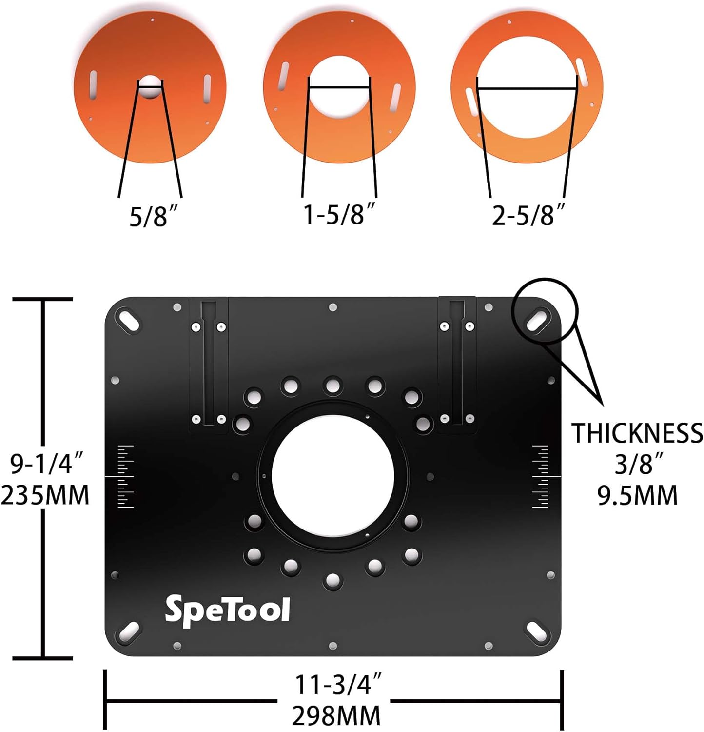 SpeTool Aluminium Router Table Insert Plate Router Plate Kit