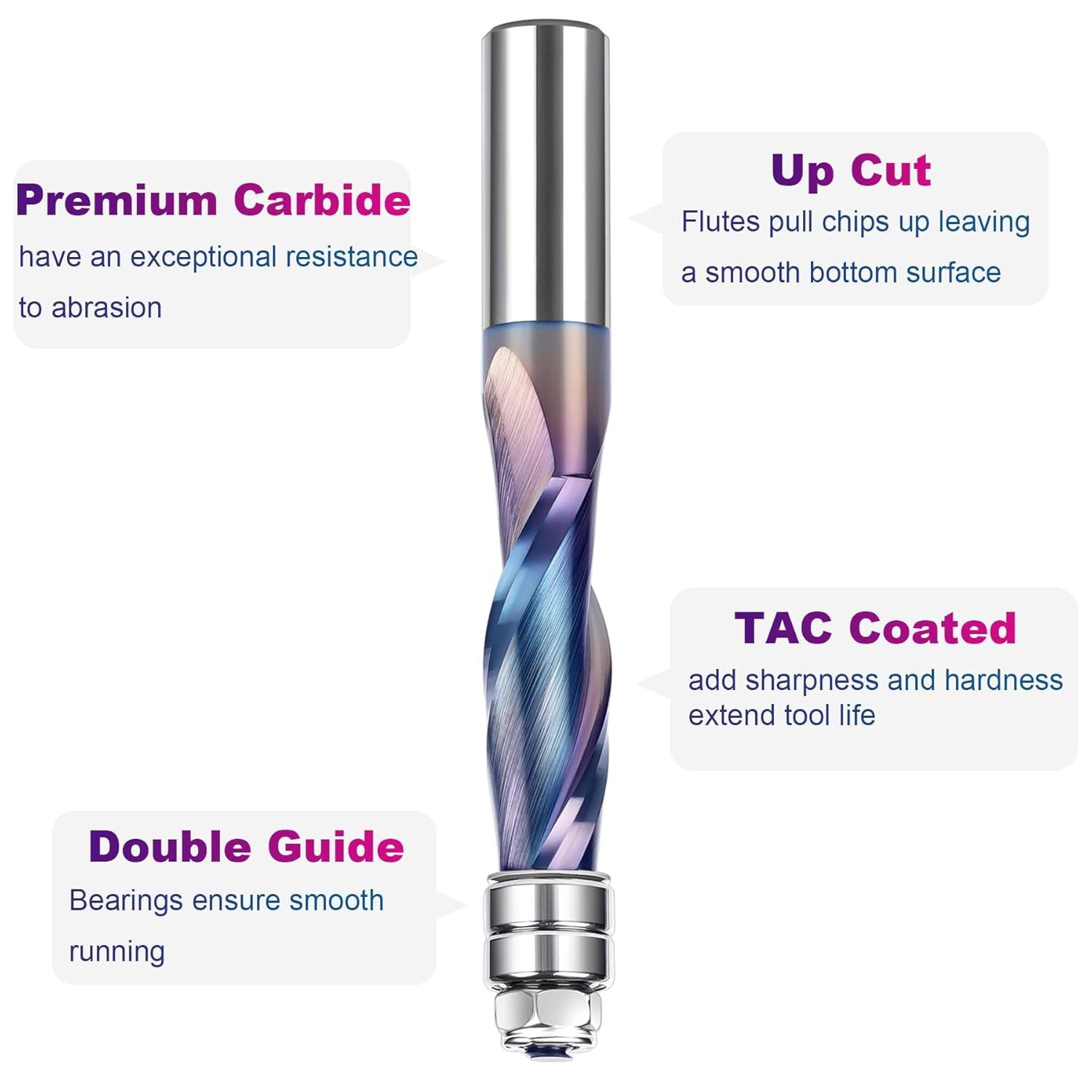 SpeTool SPE-X 1/2 Dia 4 Inch Extra Long Up Cut Flush Trim Router Bit