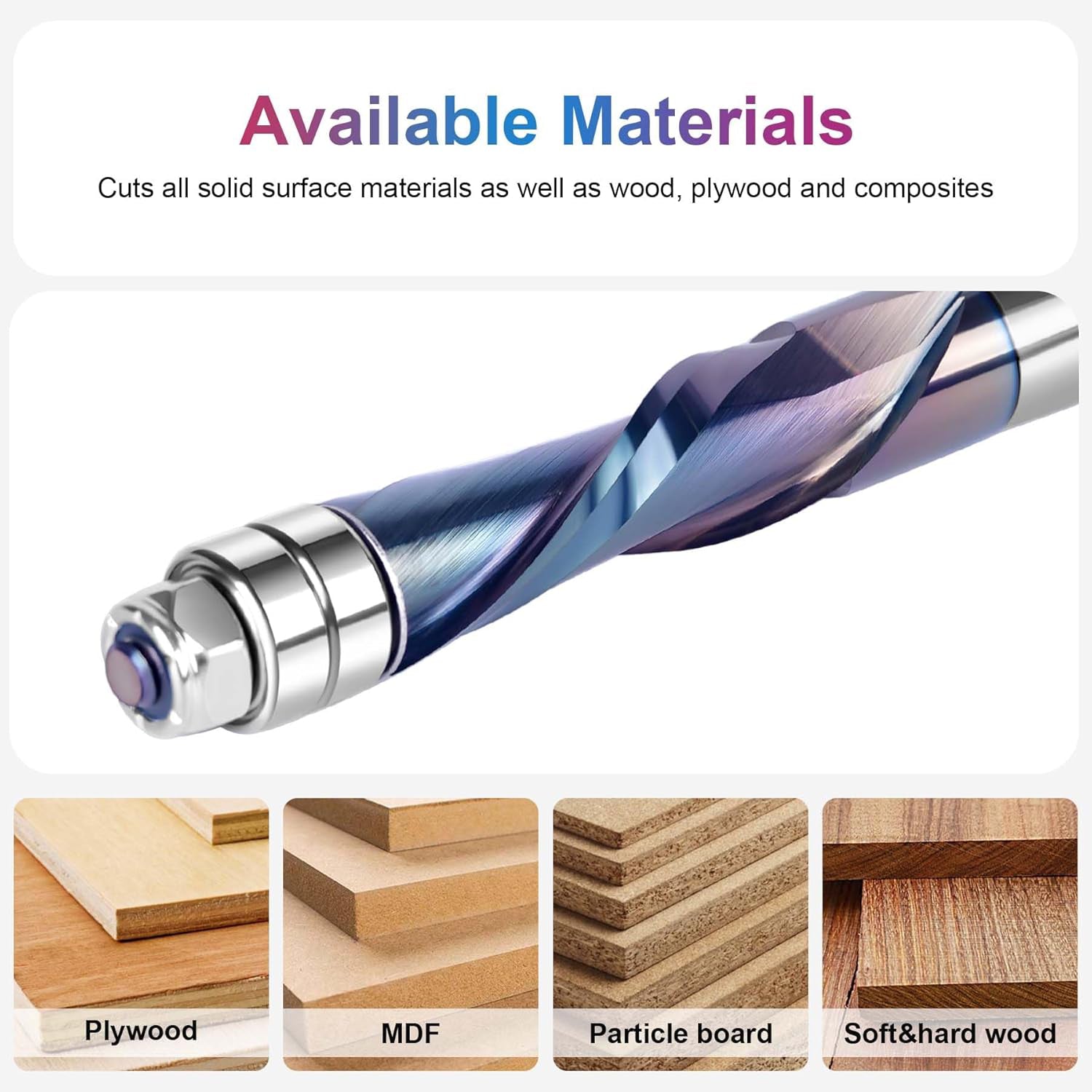 SpeTool W07012 SPE-X Extra Tool Life Coated Solid Carbide Flush Trim Down Cut 1/2" Dia x 1/2" Shank x 1-1/2" Cutting Length x 4" Extra Long Router Bit