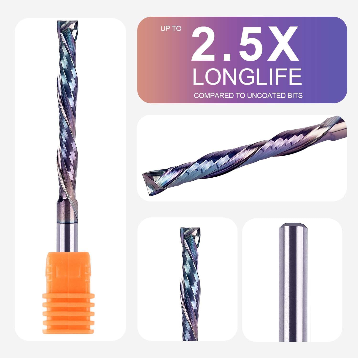 SpeTool SPE-X 1/8 Inch Carbide Compression Router Bits 2" Long CNC End Mill