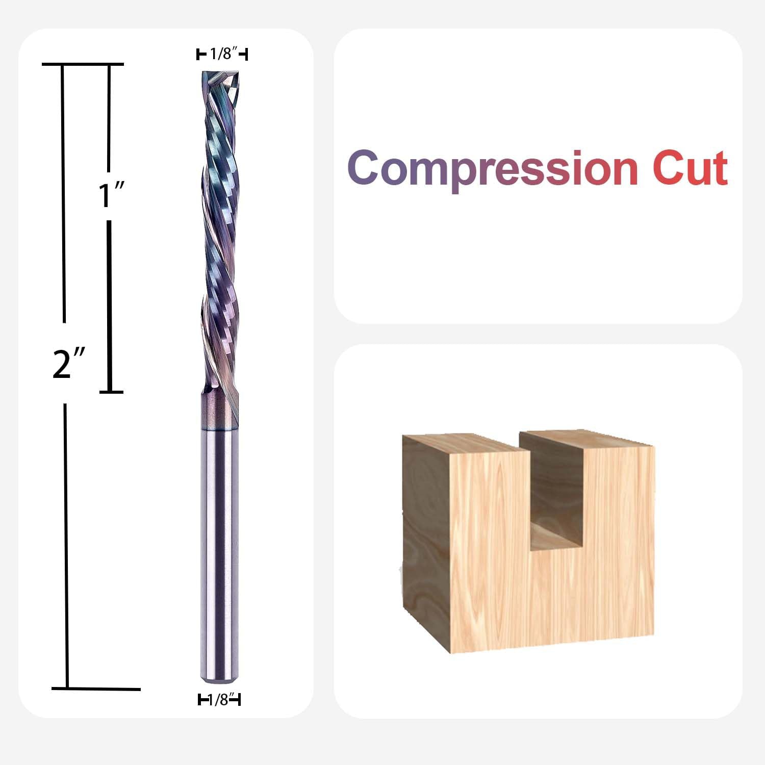 SpeTool SPE-X 1/8 Inch Carbide Compression Router Bits 2" Long CNC End Mill