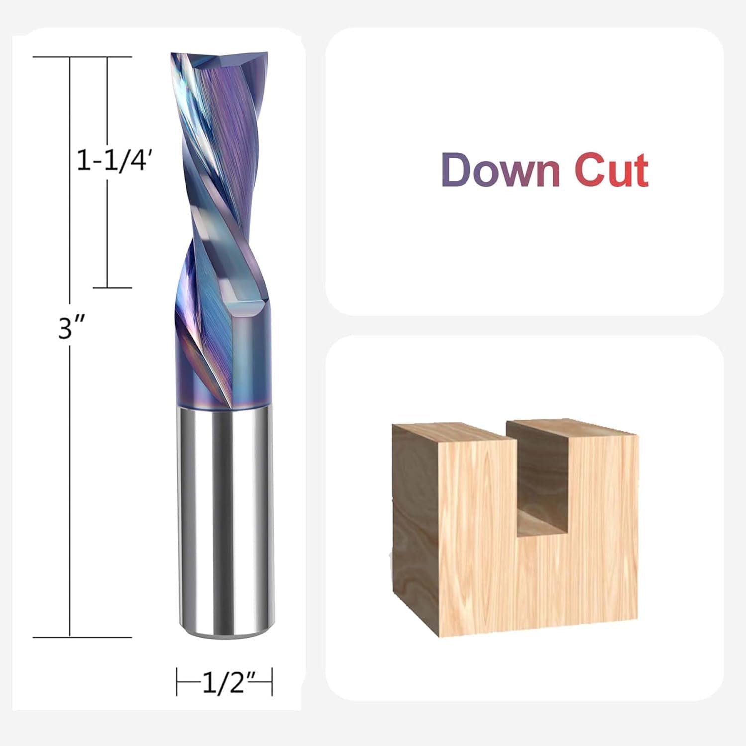 SpeTool SPE-X coated 1/2 Dia Down Cut Router Bit 3 Extra Long CNC End Mill