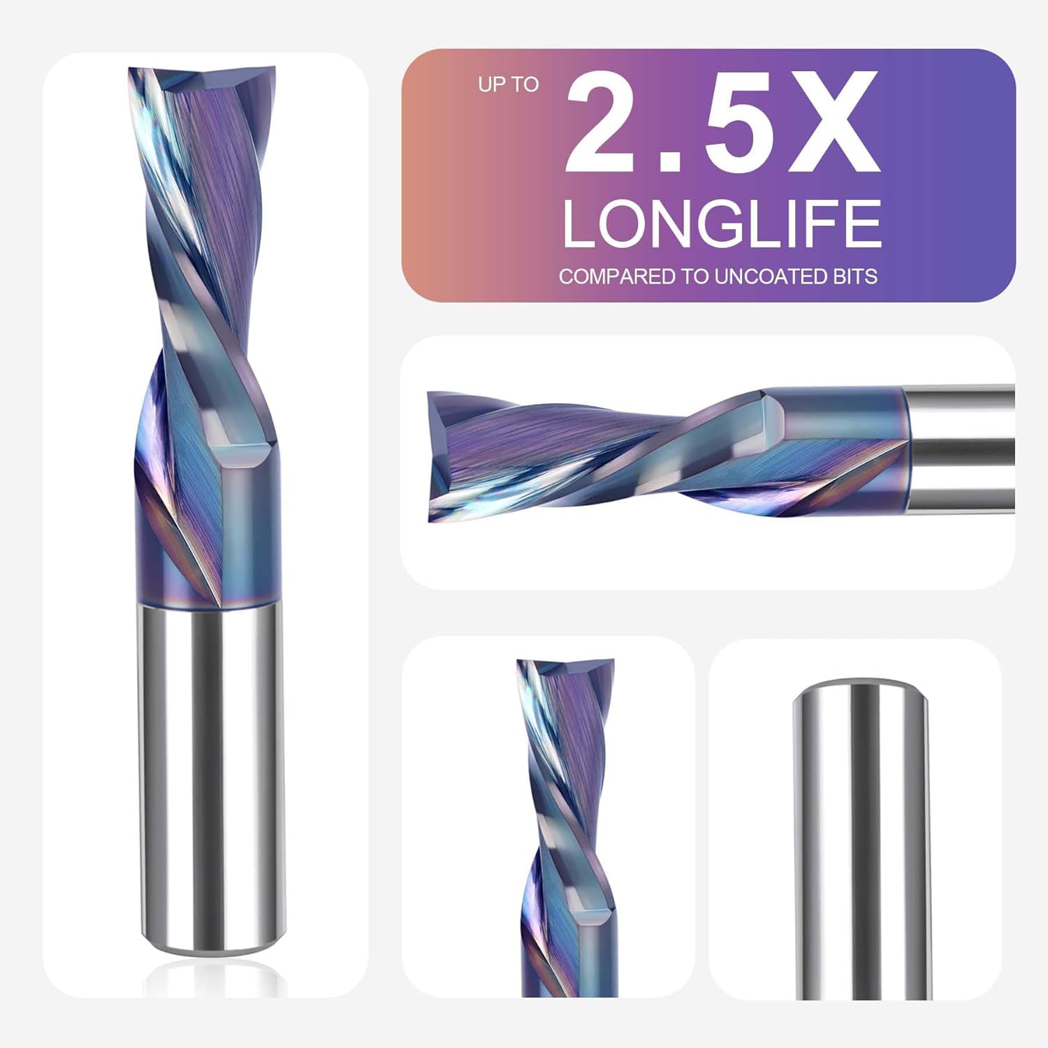 SpeTool SPE-X coated 1/2 Dia Down Cut Router Bit 3 Extra Long CNC End Mill