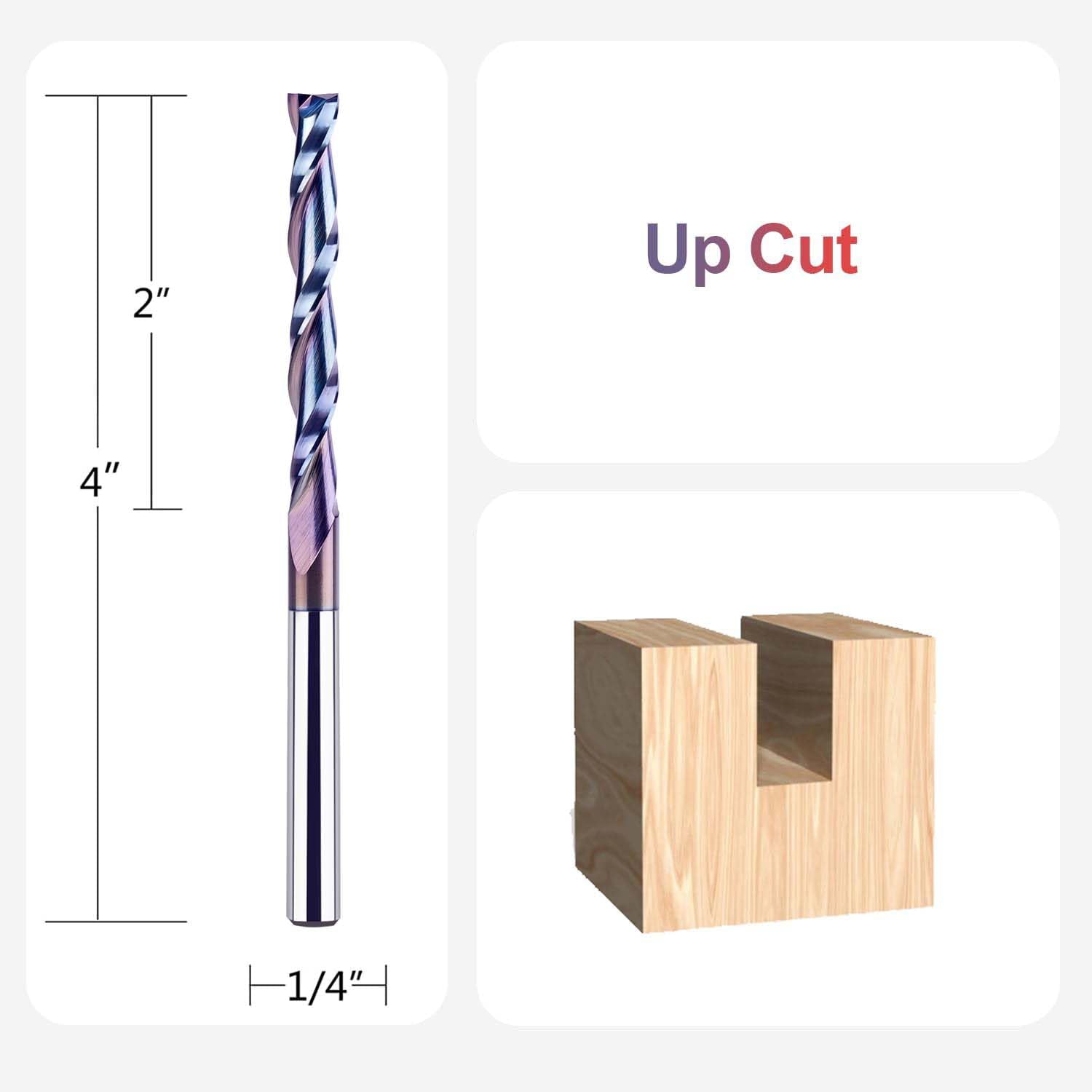 SpeTool SPE-X coated 1/4 Up cut Router Bit 1/4 Shank 4 Inch Extra Long