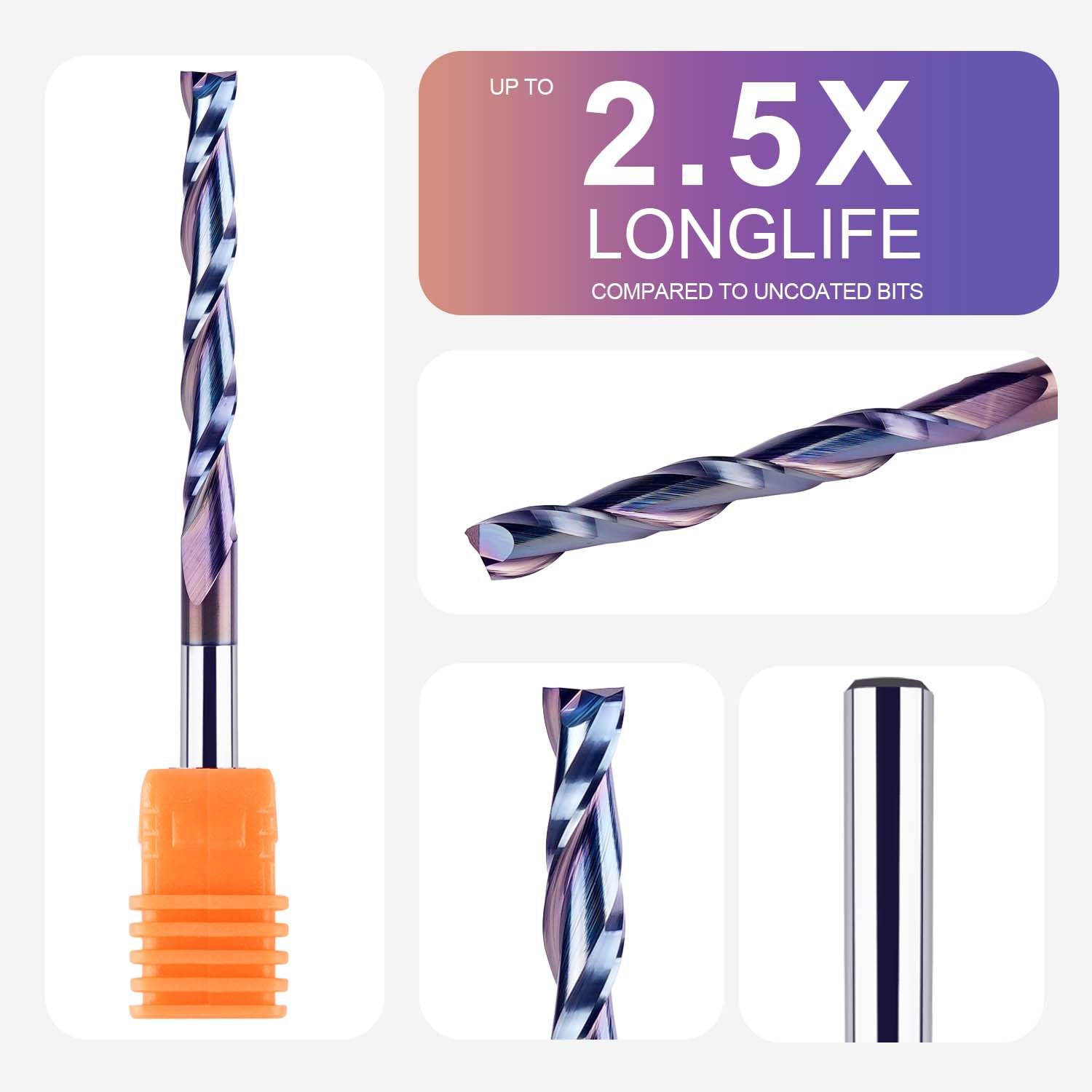 SpeTool SPE-X coated 1/4 Up cut Router Bit 1/4 Shank 4 Inch Extra Long