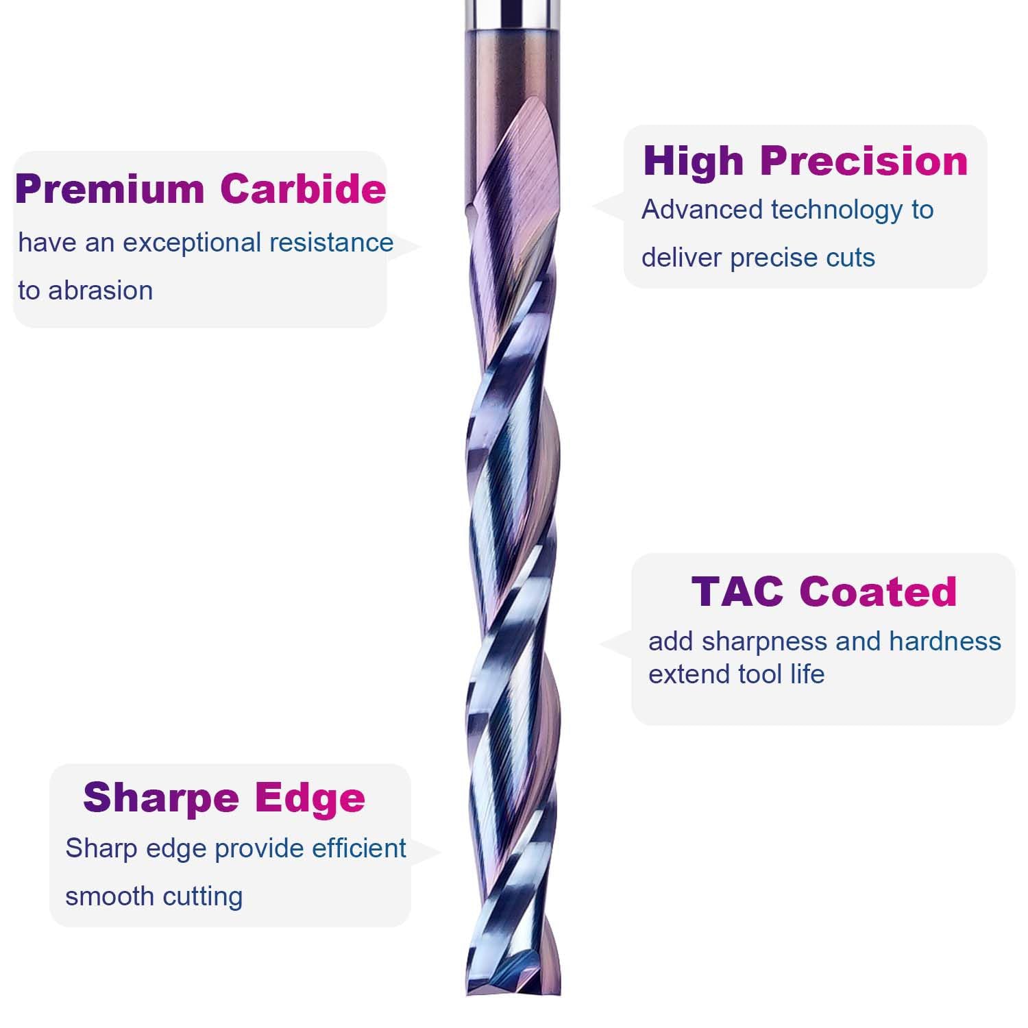 SpeTool SPE-X coated 1/4 Up cut Router Bit 1/4 Shank 4 Inch Extra Long