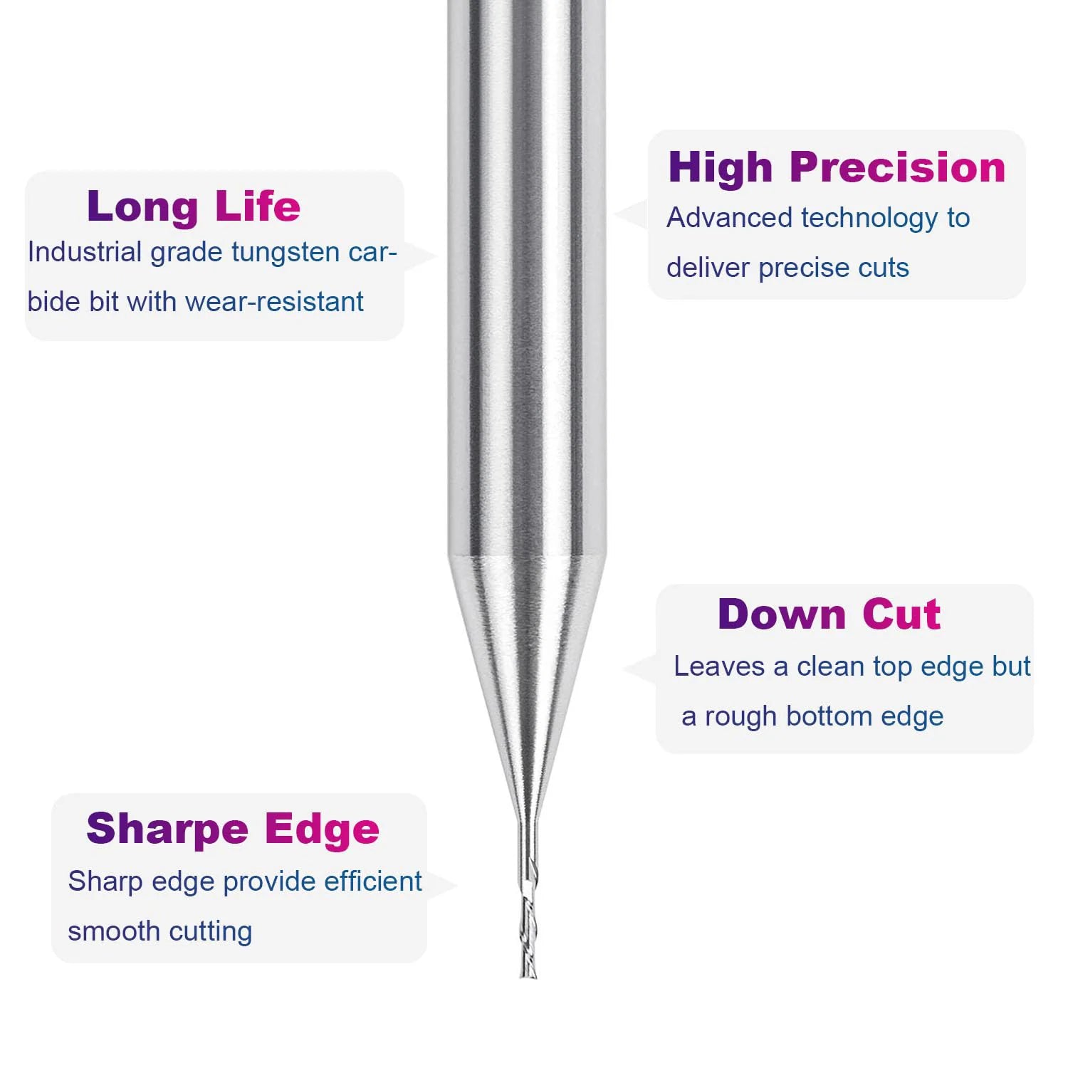 SpeTool Small 1/32 DIA Downcut End Mill 1/4 Shank Carbide Router Bit