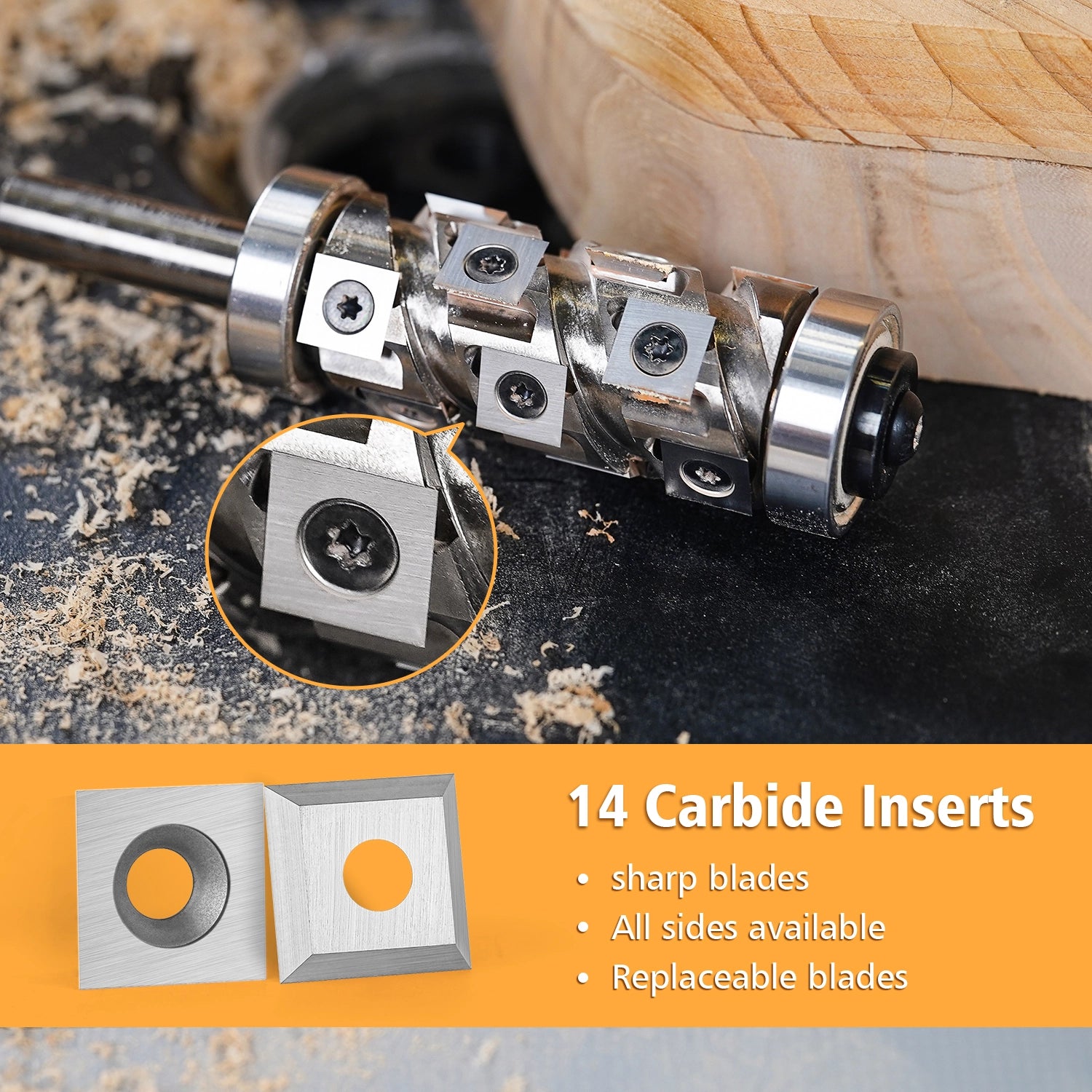 SpeTool Ranger Series CA W07020 Carbide Insert Flush Trim with Top and Bottom Double Bearings 32mm Dia x 1/2" Shank x 63.5mm Cutting Length x 5" Long Pattern Template Router Bit