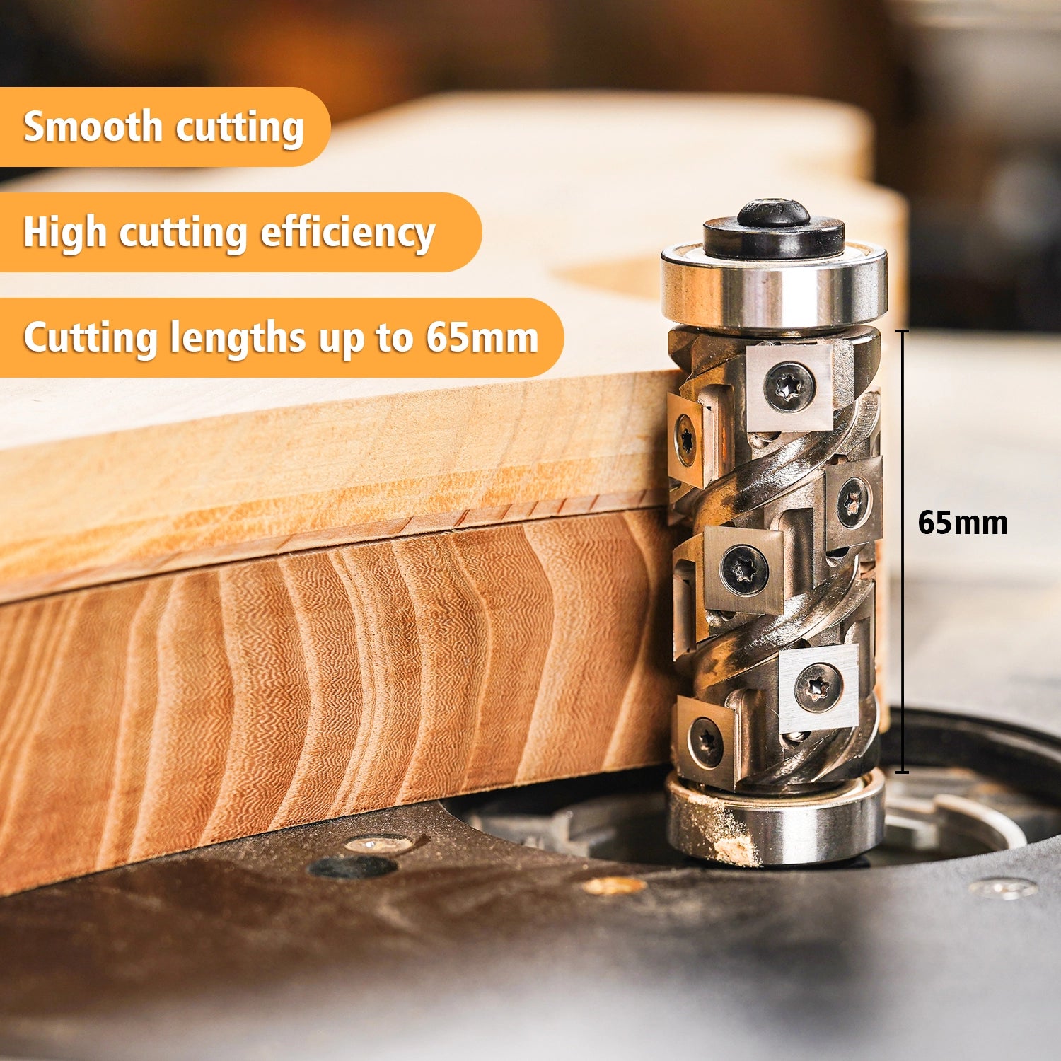 SpeTool EU W07510 Ranger Series Carbide Insert Flush Trim with Top and Bottom Double Bearings 32mm Dia x 12mm Shank x 65mm Cutting Length Pattern Template Router Bit