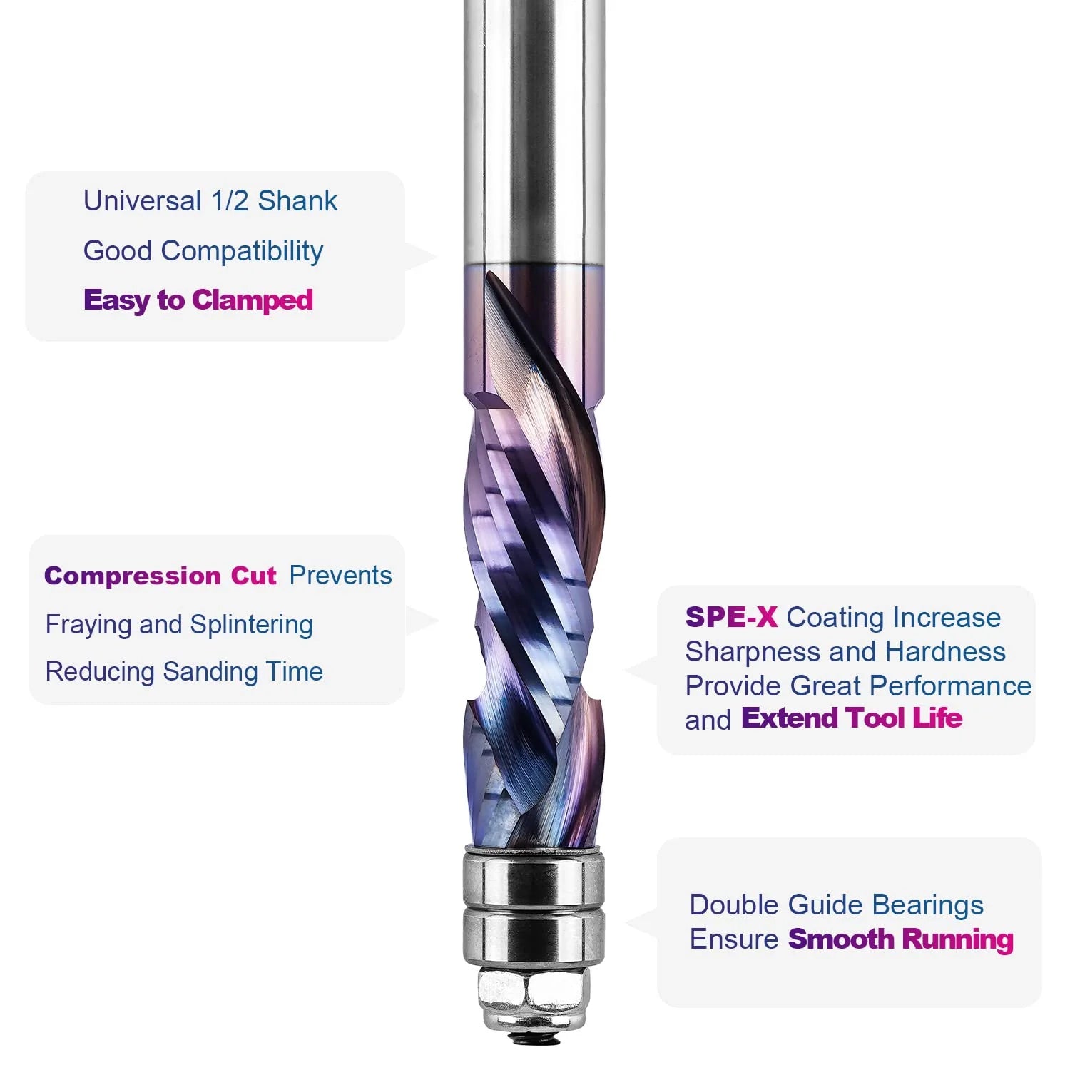 SpeTool ultra-tool life Coated 1-2 Dia 4 Inch Compression Flush Trim Bit