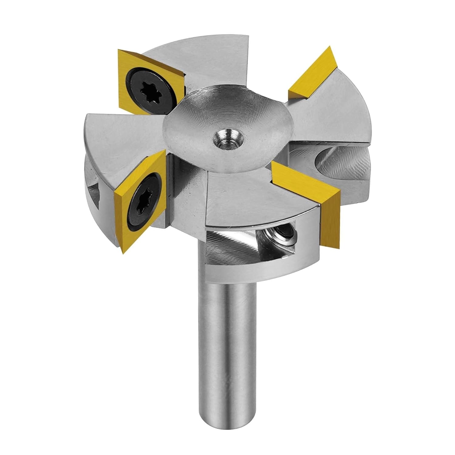 SpeTool EU W05009  Nickel-Plated ATS COATED CARBIDE INSERT 4 FLUTES SPOILBOARD 40MM DIA x 8MM SHANK ROUTER BIT