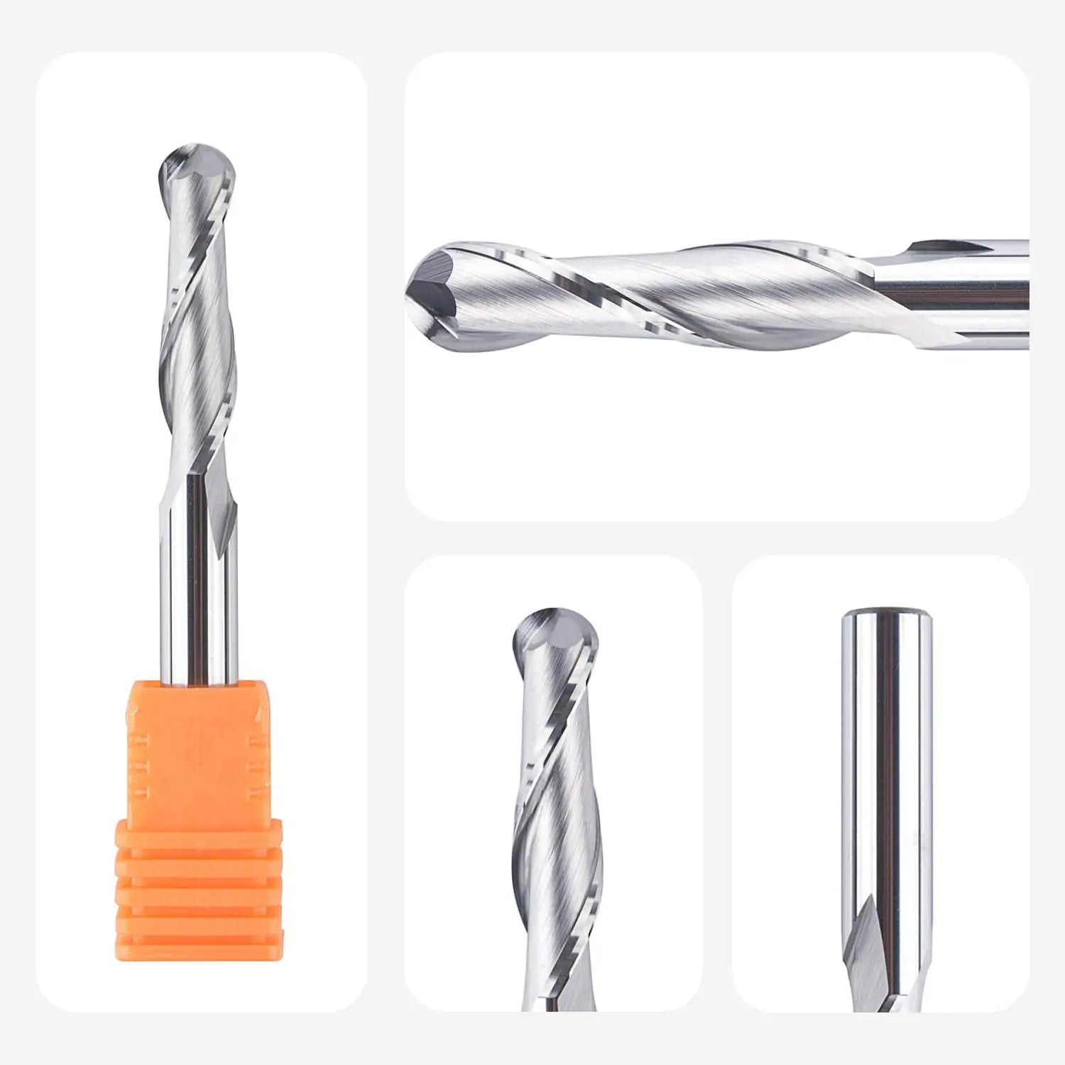 SpeTool EU W04801 Ball End Mill 6 mm Cutting Diameter 6 mm Shank 24 mm Cutting Length Double Flute Router Bit Solid Carbide Milling Cutter for DIY Woodworking Carving Engraving