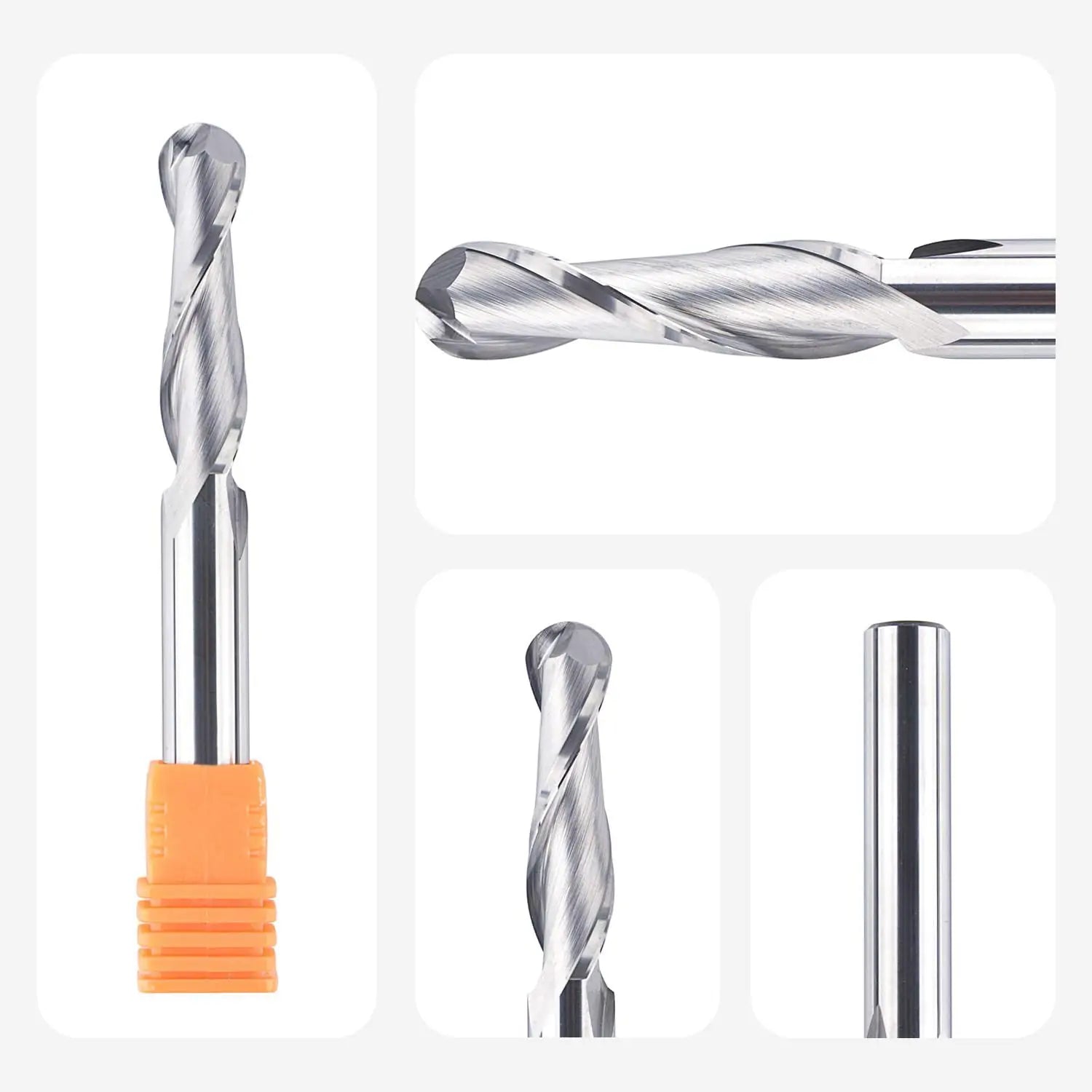 SpeTool EU W04802 Ball End Mill 8 mm Cutting Diameter 8 mm Shank 32 mm Cutting Length Double Flute Router Bit Solid Carbide Milling Cutter for DIY Woodworking Carving Engraving