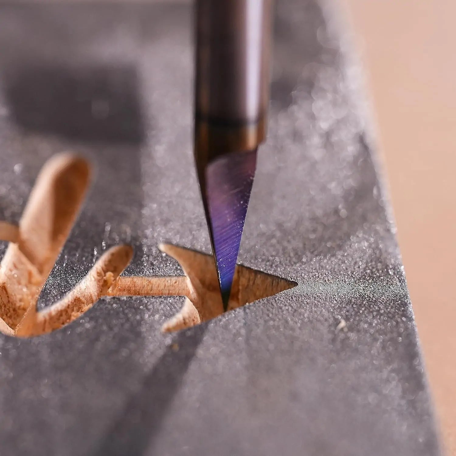 SpeTool EU Set of 4 1/8 Inch (3.175 mm) Shank Solid Carbide Solid Carbide CNC Milling Cutter Wood Cutter V-Groove Cutter for Router End Mill for Wood