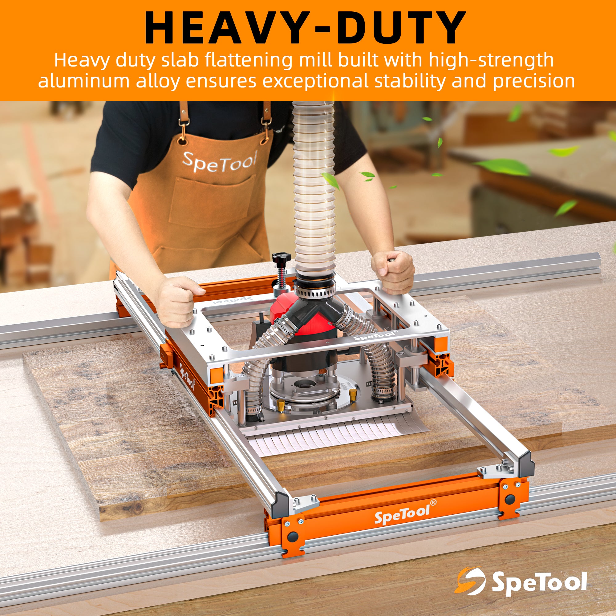 Xpert Router Sled for Flattening Slabs with Continuous Height Adjustment and Dust Collection 3-Axis Slab Flattening Mill