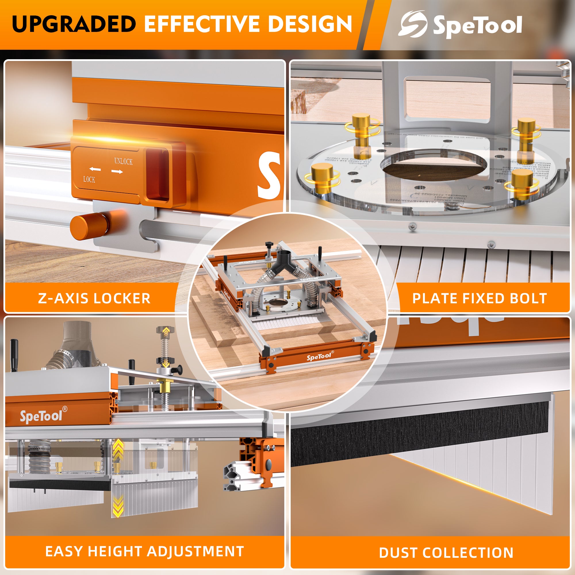 Xpert Router Sled for Flattening Slabs with Continuous Height Adjustment and Dust Collection 3-Axis Slab Flattening Mill