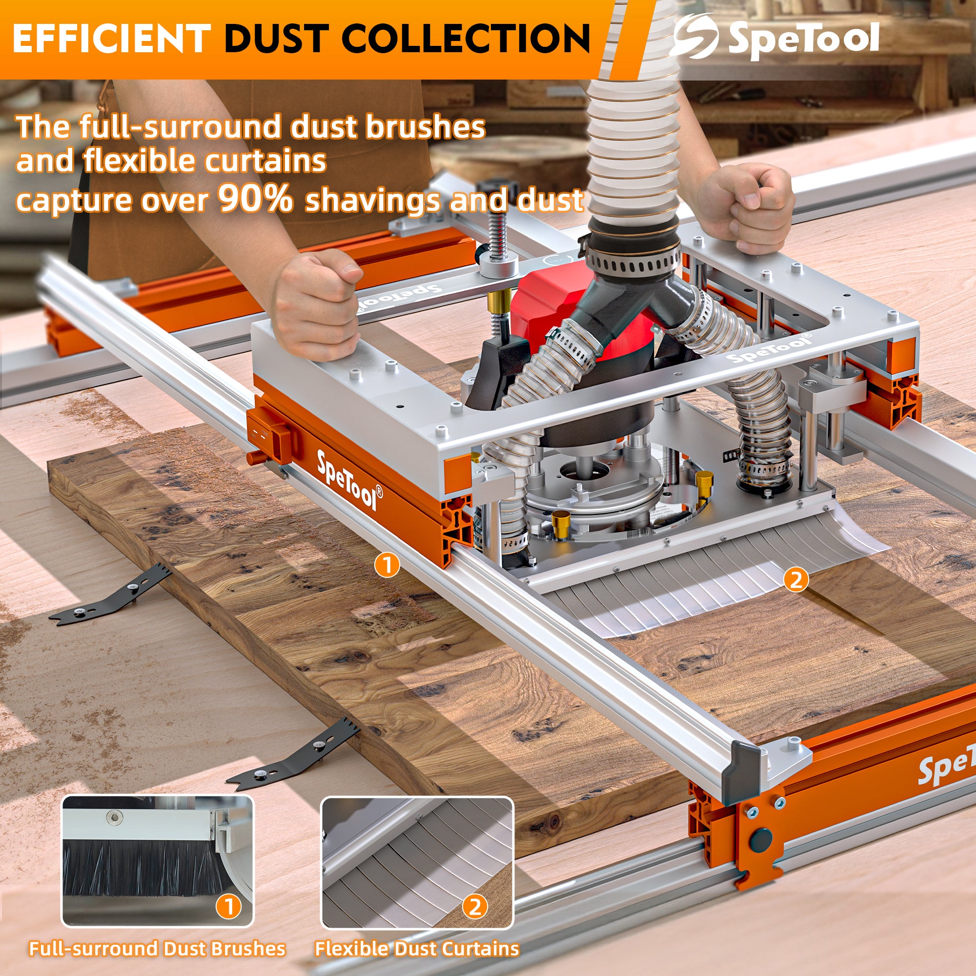 Xpert Router Sled for Flattening Slabs with Continuous Height Adjustment and Dust Collection 3-Axis Slab Flattening Mill