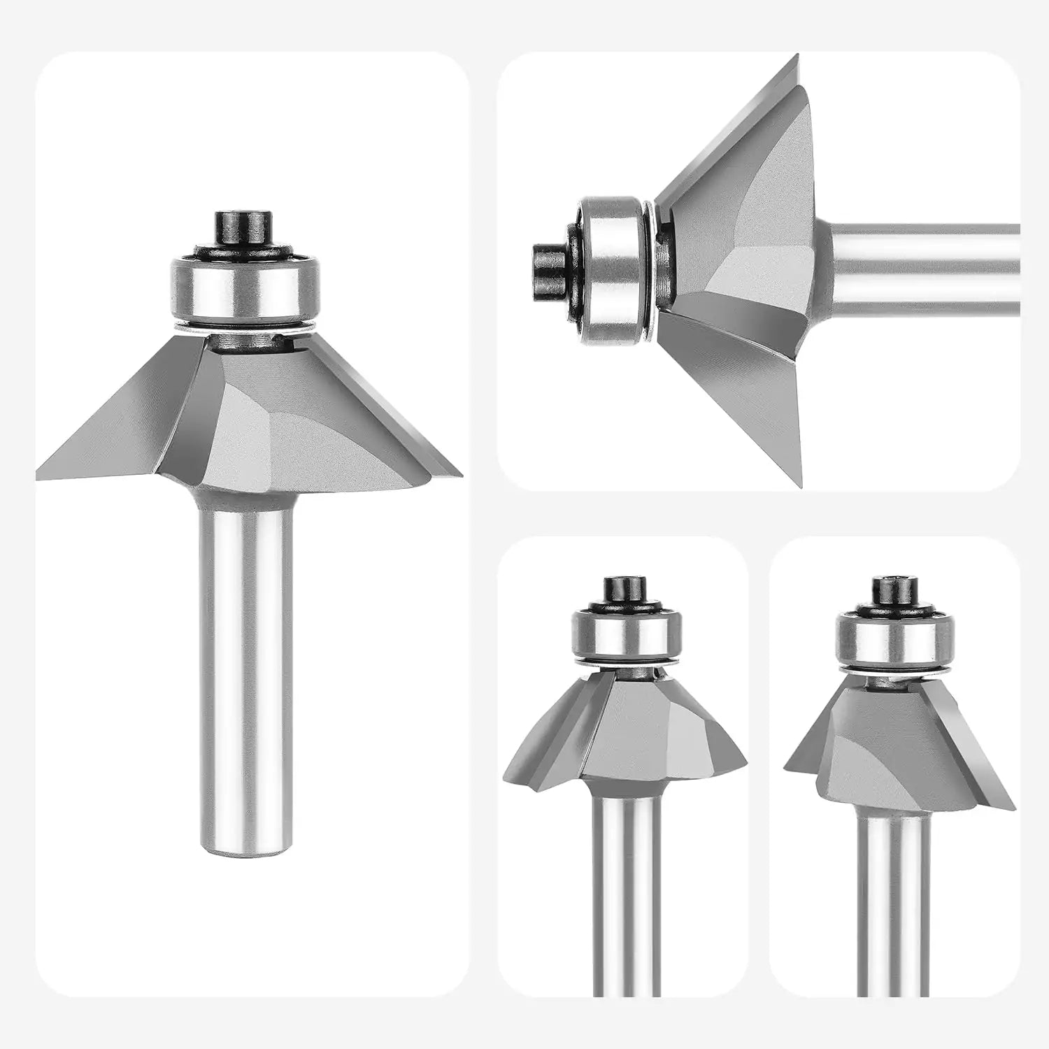 SpeTool EU W07512 Carbide Tipped Chamfer 45 Deg x 8mm SHK x 55mm Overall Long Lower Ball Bearing Router Bit