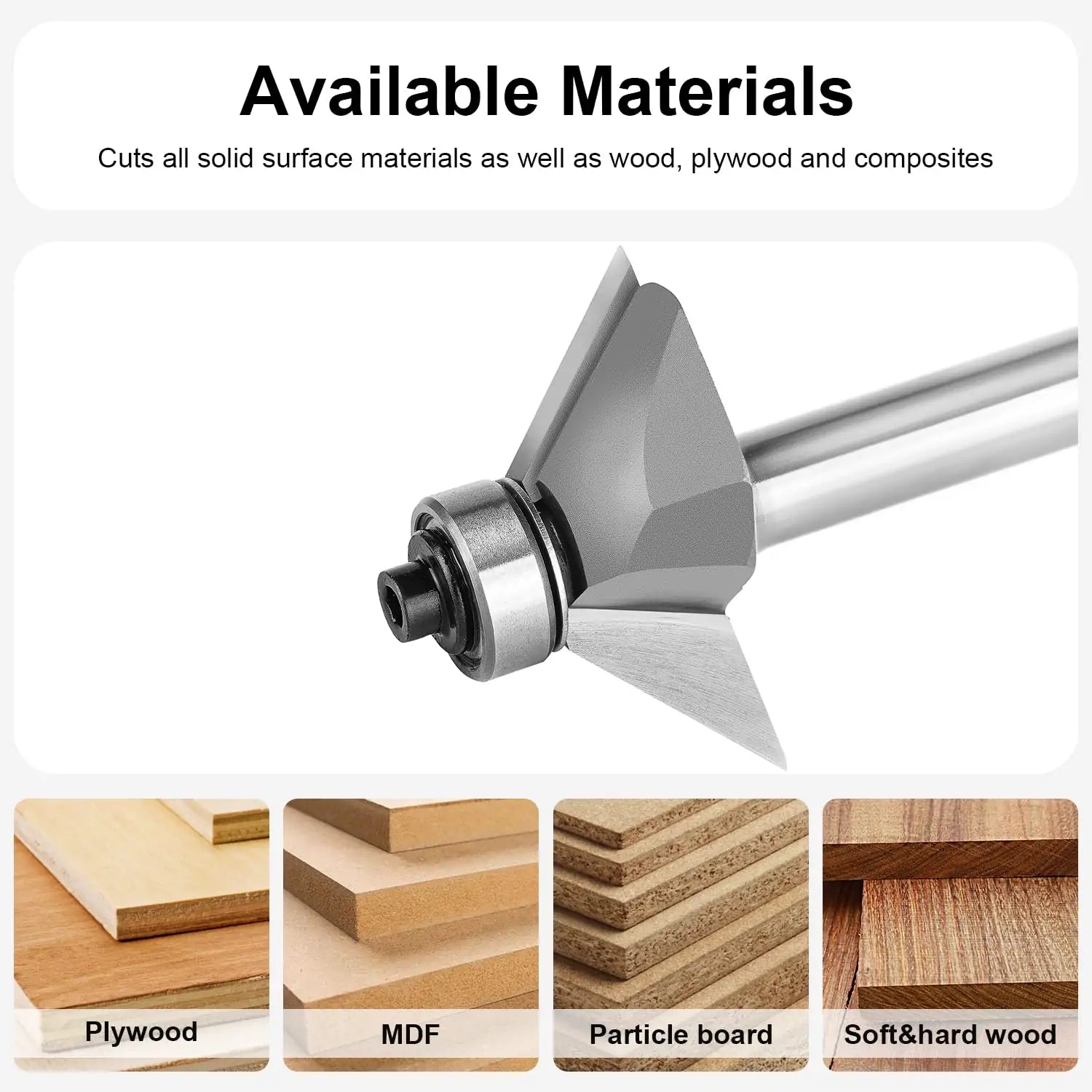 SpeTool EU W07512 Carbide Tipped Chamfer 45 Deg x 8mm SHK x 55mm Overall Long Lower Ball Bearing Router Bit