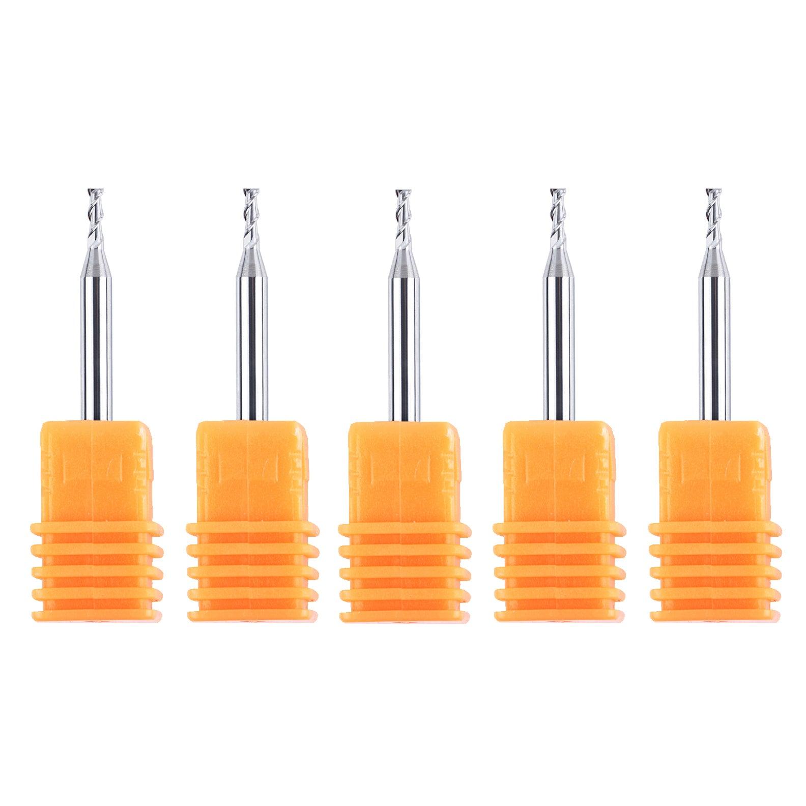 SpeTool 5Pcs A03001 2 Flutes Aluminum Router Bit 1/16" CD x 3/16" CL x 1/8" SD 1-1/2" OVL - SpeTool
