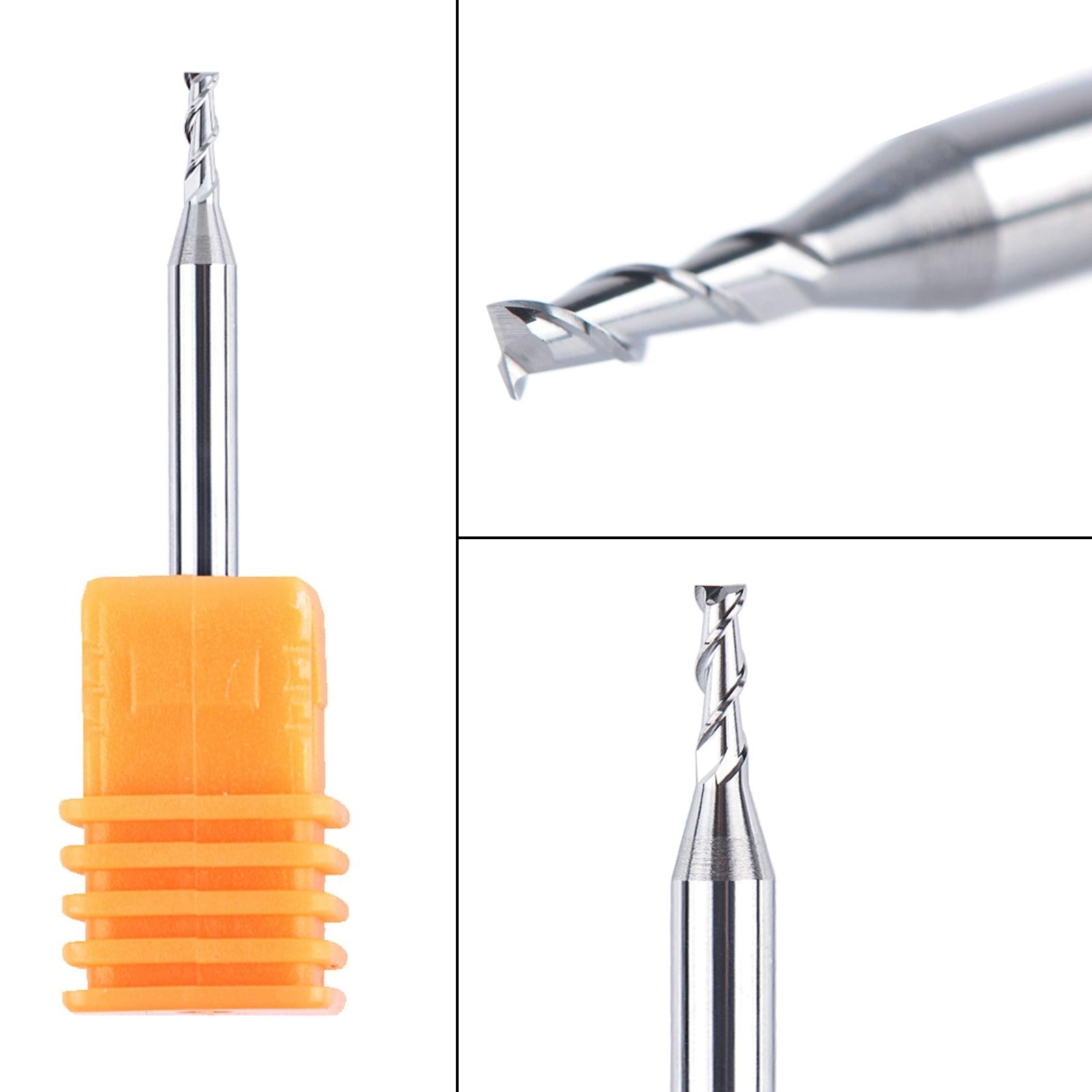 SpeTool 5Pcs A03001 2 Flutes Aluminum Router Bit 1/16" CD x 3/16" CL x 1/8" SD 1-1/2" OVL - SpeTool